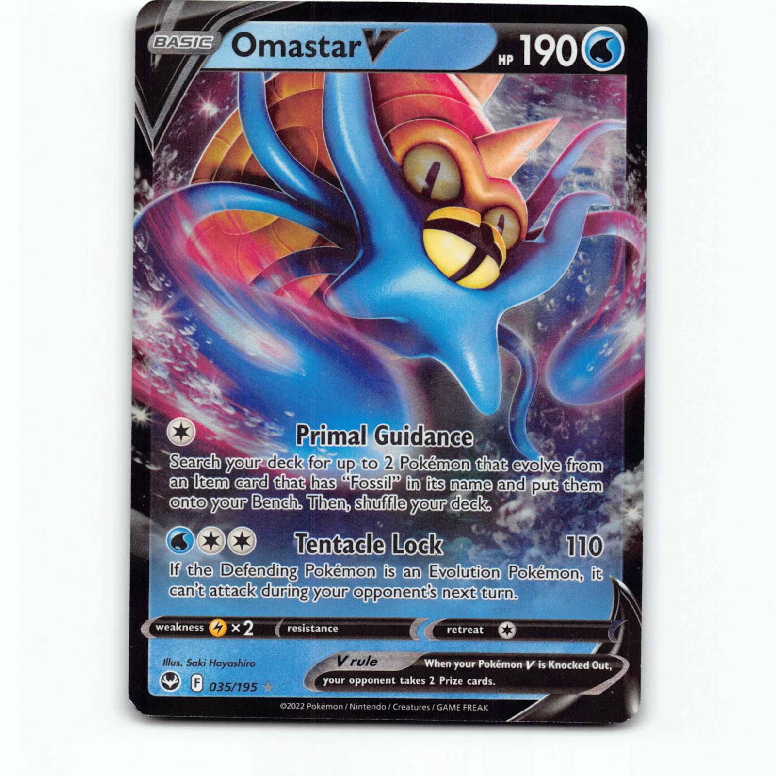 Omastar V 35 Rare Holo V Pokémon SIT EN 035/195 Silver Tempest Pokemon Kort
