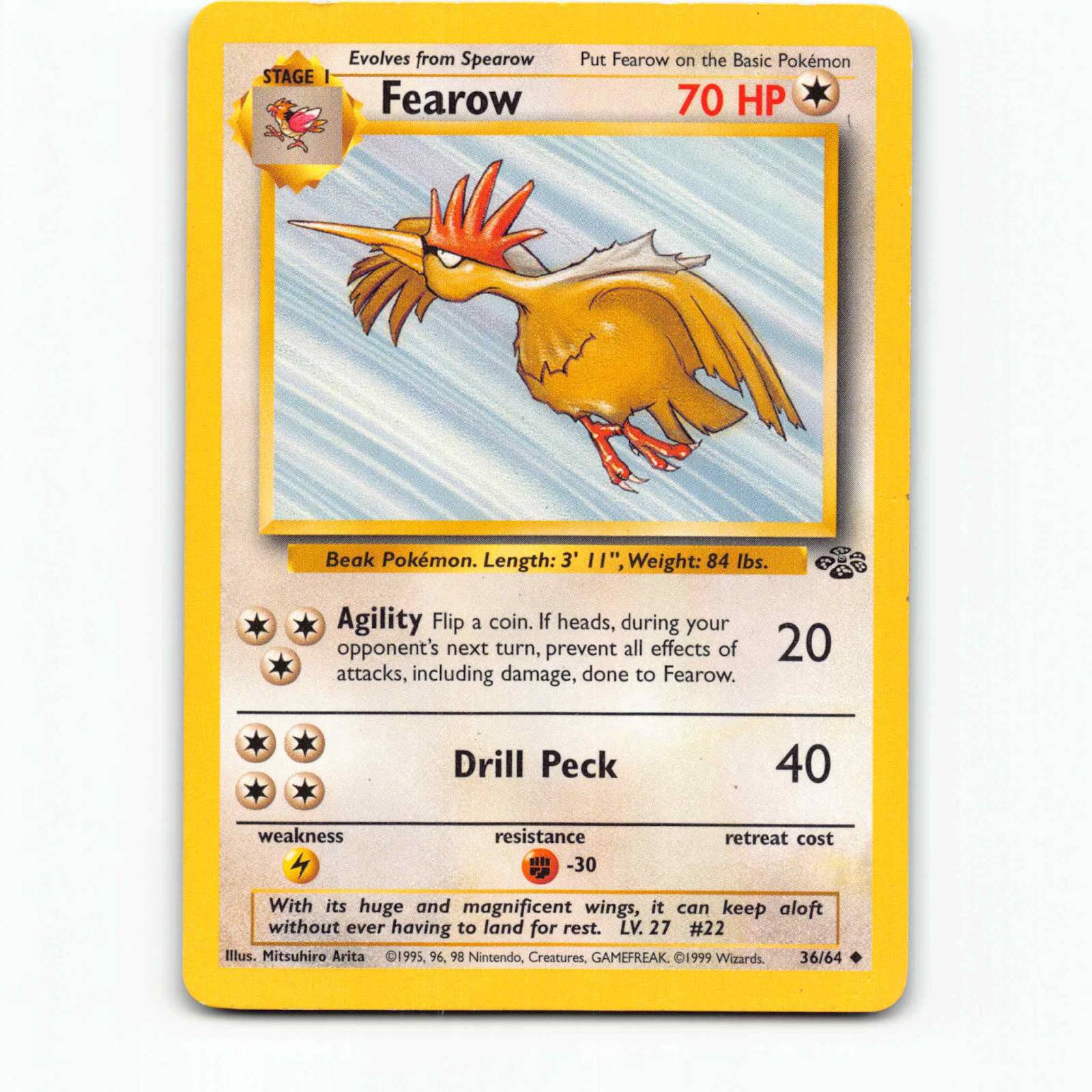 Fearow 36 Pokémon JU EN 36/64 Jungle Pokemon Kort Wizards of The Coast