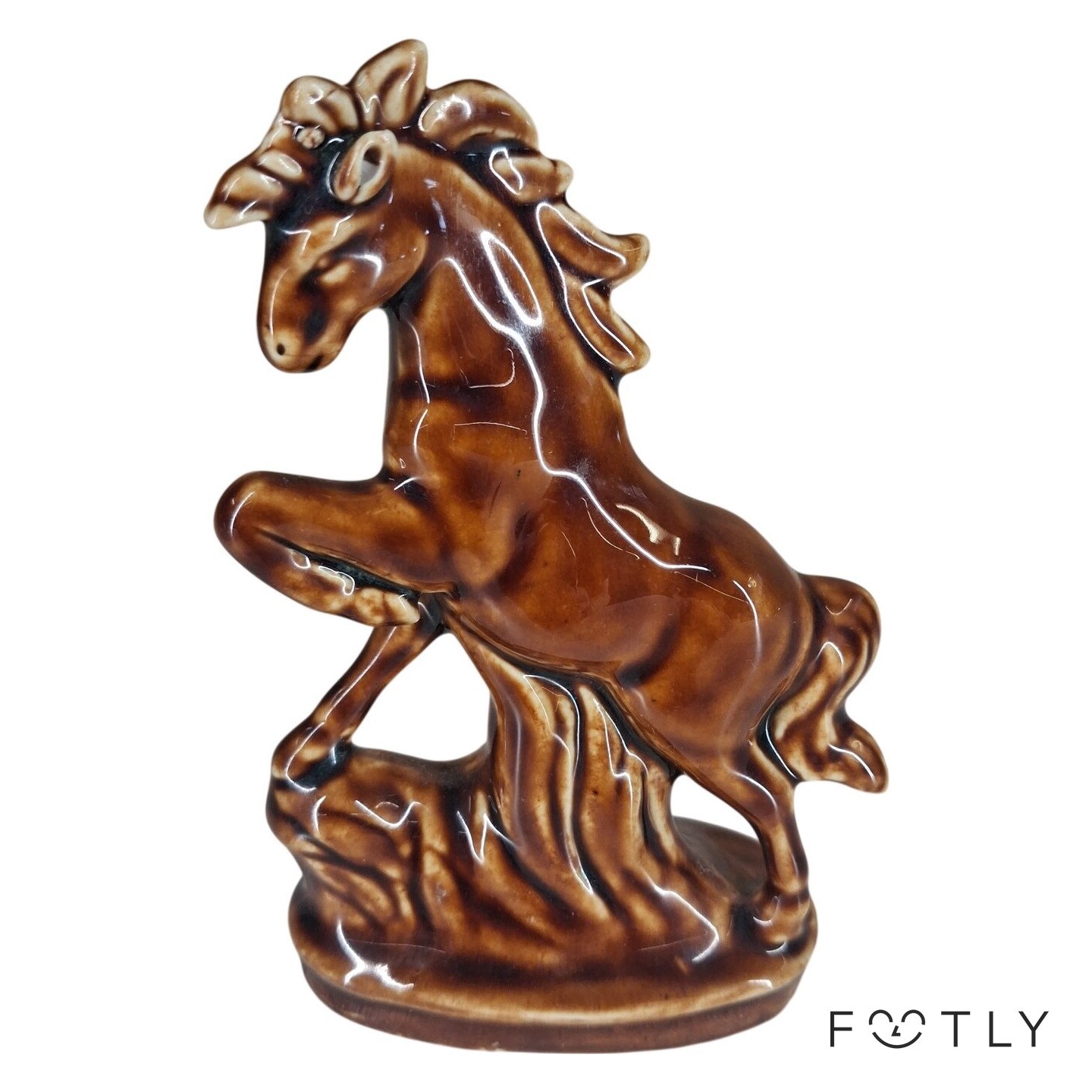 Häst Figur Brun Keramik Vintage Porslinsfigur Skulptur Prydnad Retro