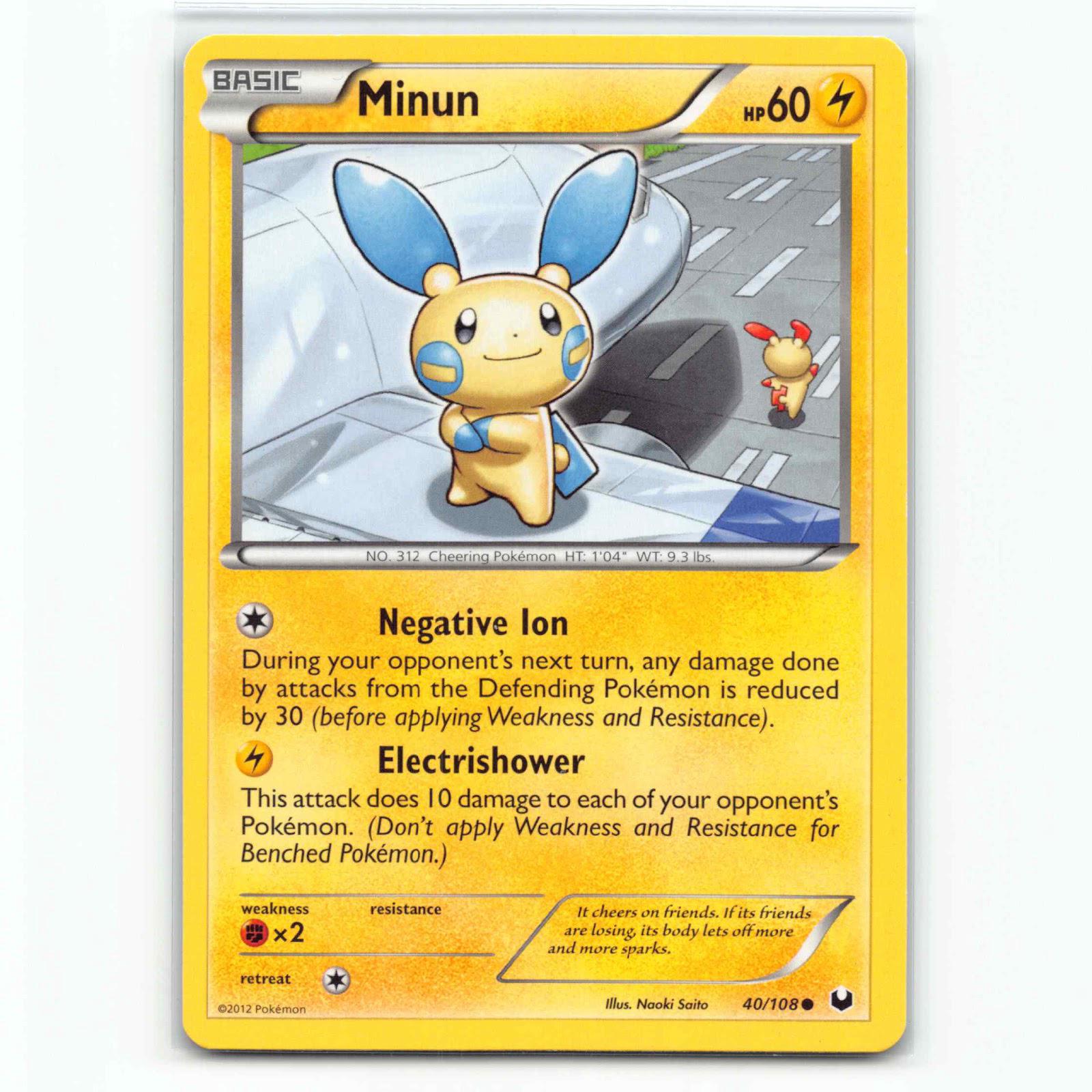 Minun 40 Pokémon DEX EN 40/108 Dark Explorers Pokemon Kort Black & White