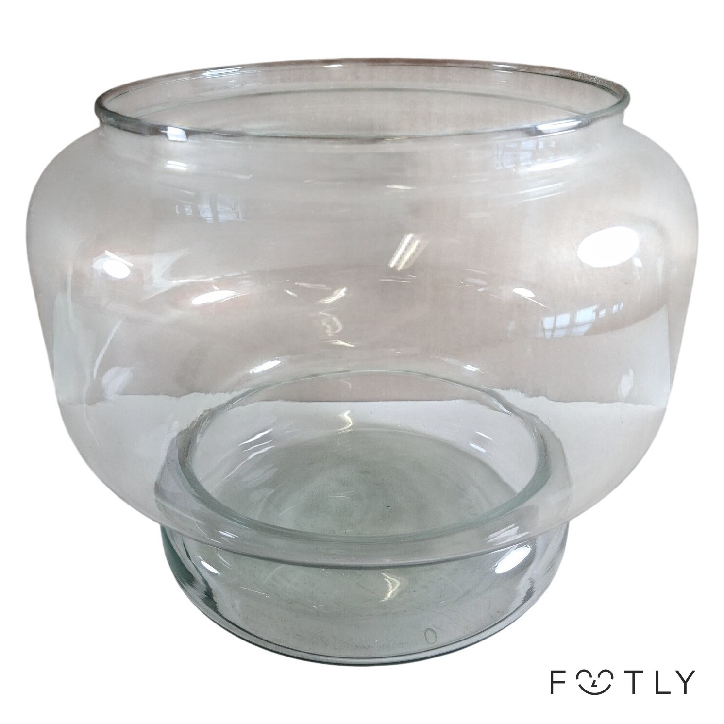 Glasvas Rund Klar Glas Skål Fiskglas Blomvas Dekoration Vas Retro Inredning