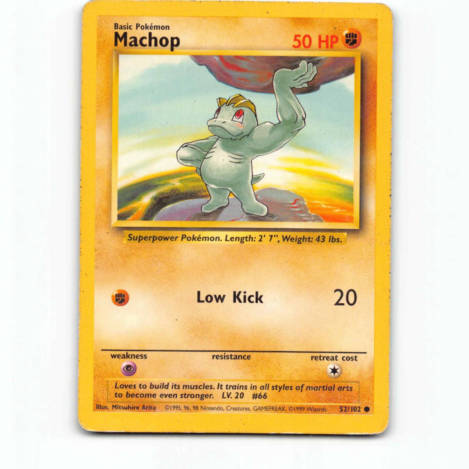 Machop 52 Pokémon BS EN 52/102 Base Set Pokemon Kort Wizards of The Coast