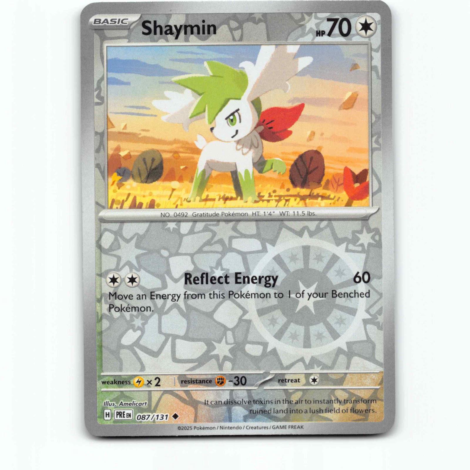 Shaymin 87 Reverse Holo Pokémon PRE EN 087/131 Prismatic Evolutions Pokemon Kort