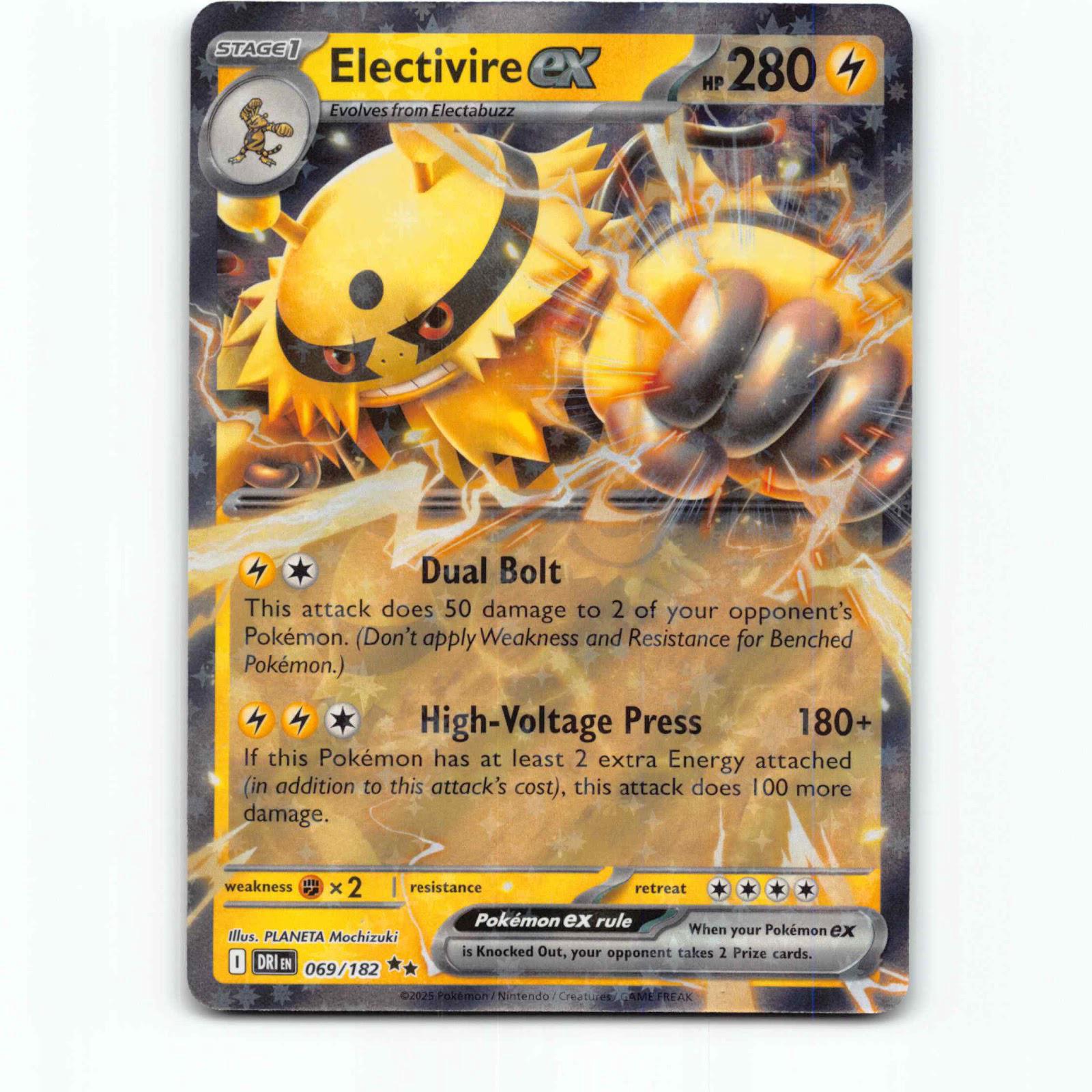 Electivire ex 69 Double Rare Pokémon DRI EN 069/182 Destined Rivals Pokemon Kort