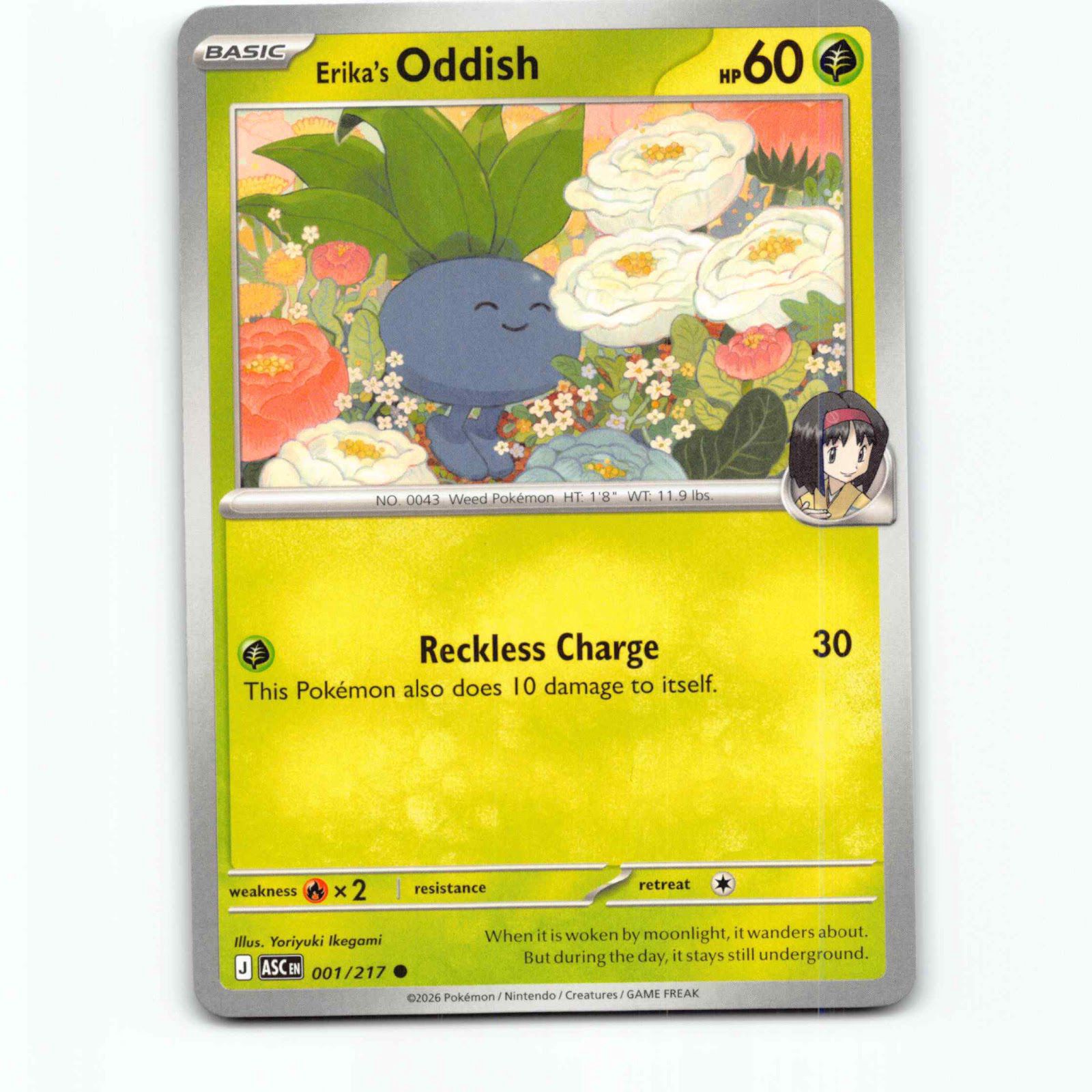 Erika's Oddish 1 Pokémon ASC EN 001/217 Ascended Heroes Pokemon Kort