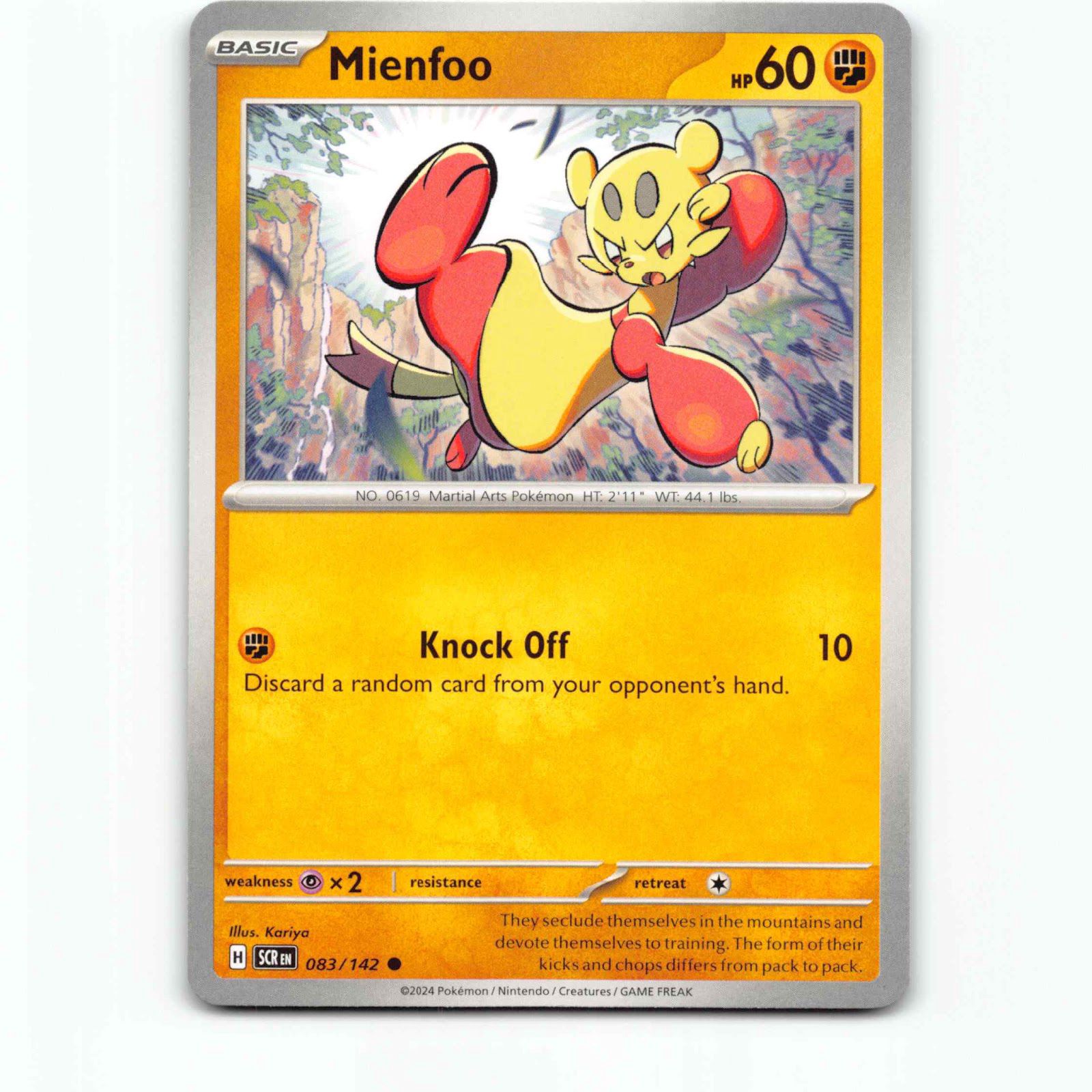 Mienfoo 83 Pokémon SCR EN 083/142 Stellar Crown Pokemon Kort Scarlet & Violet