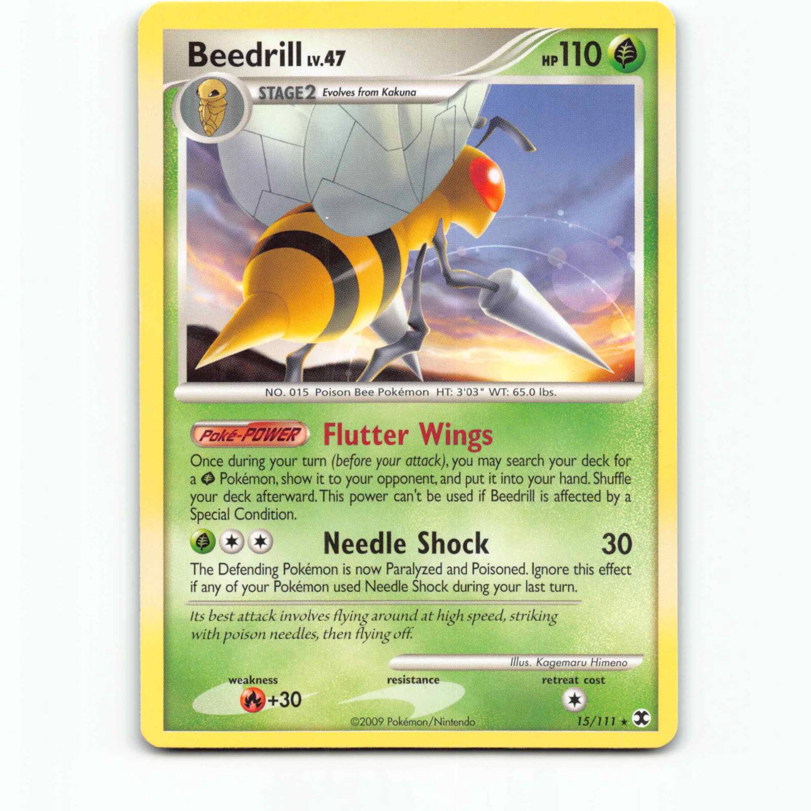 Beedrill 15 Pokémon RR EN 15/111 Rising Rivals Pokemon Kort Platinum