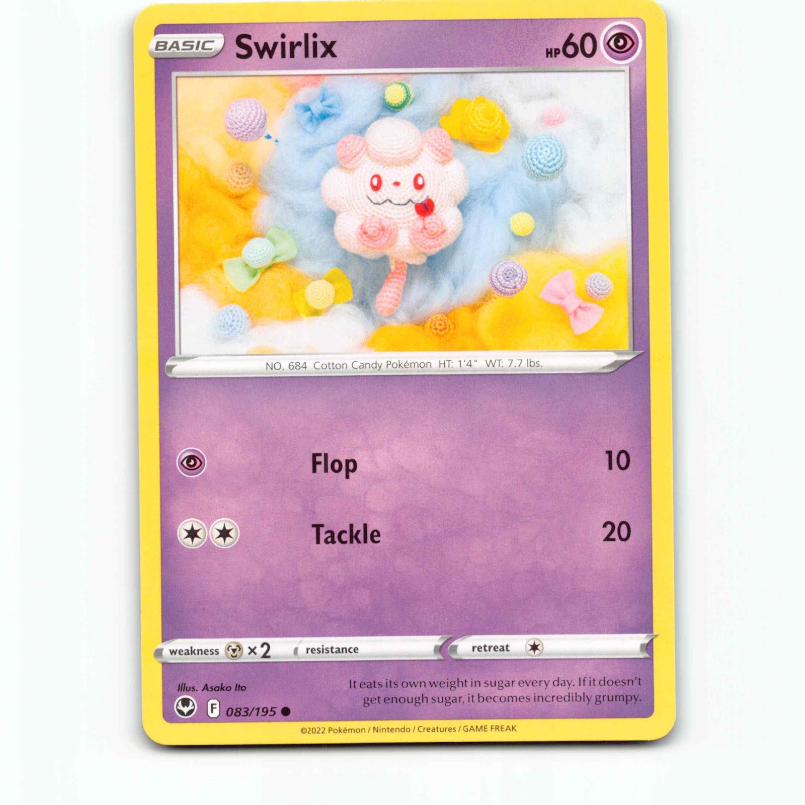 Swirlix 83 Pokémon SIT EN 083/195 Silver Tempest Pokemon Kort Sword & Shield