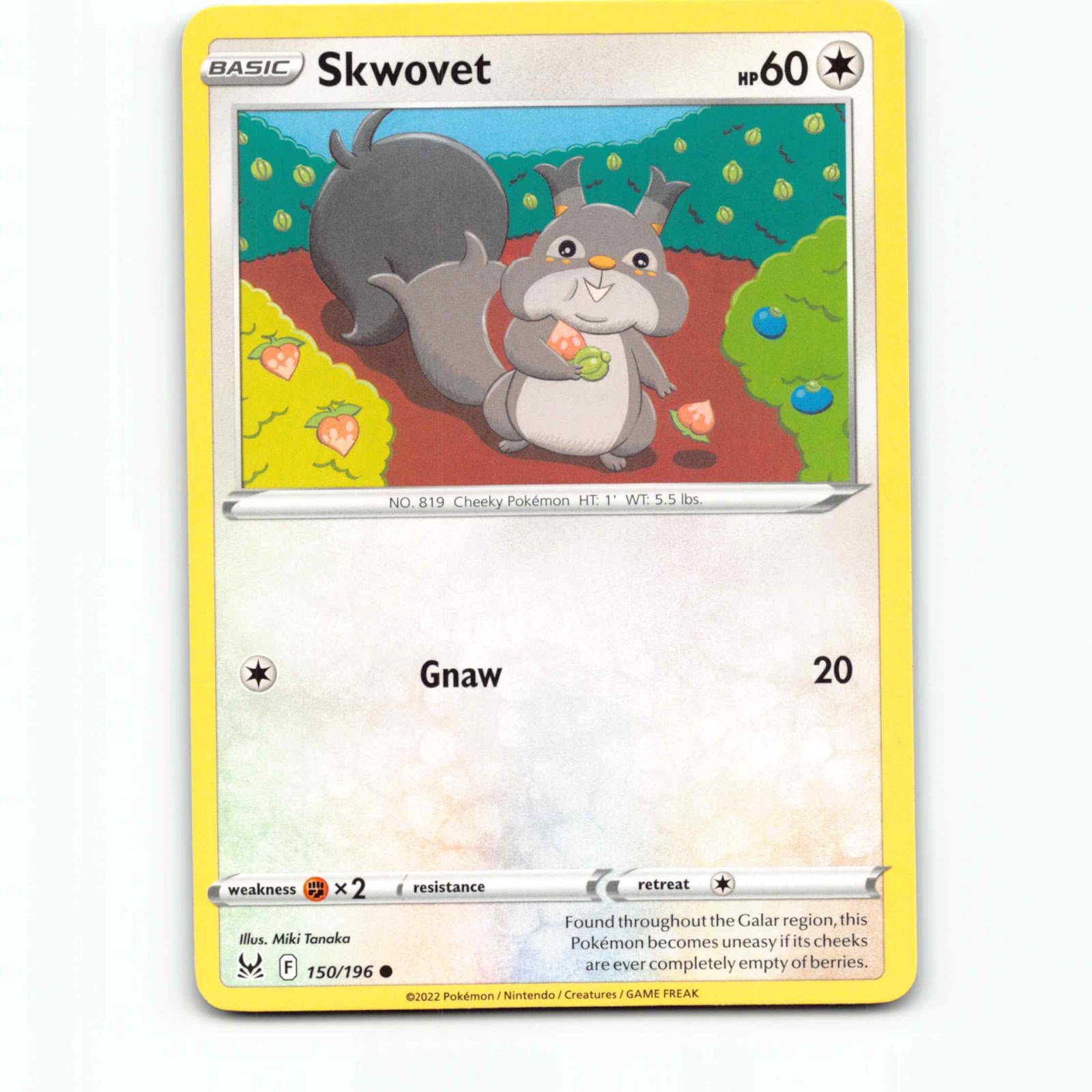 Skwovet 150 Pokémon LOR EN 150/196 Lost Origin Pokemon Kort Sword & Shield
