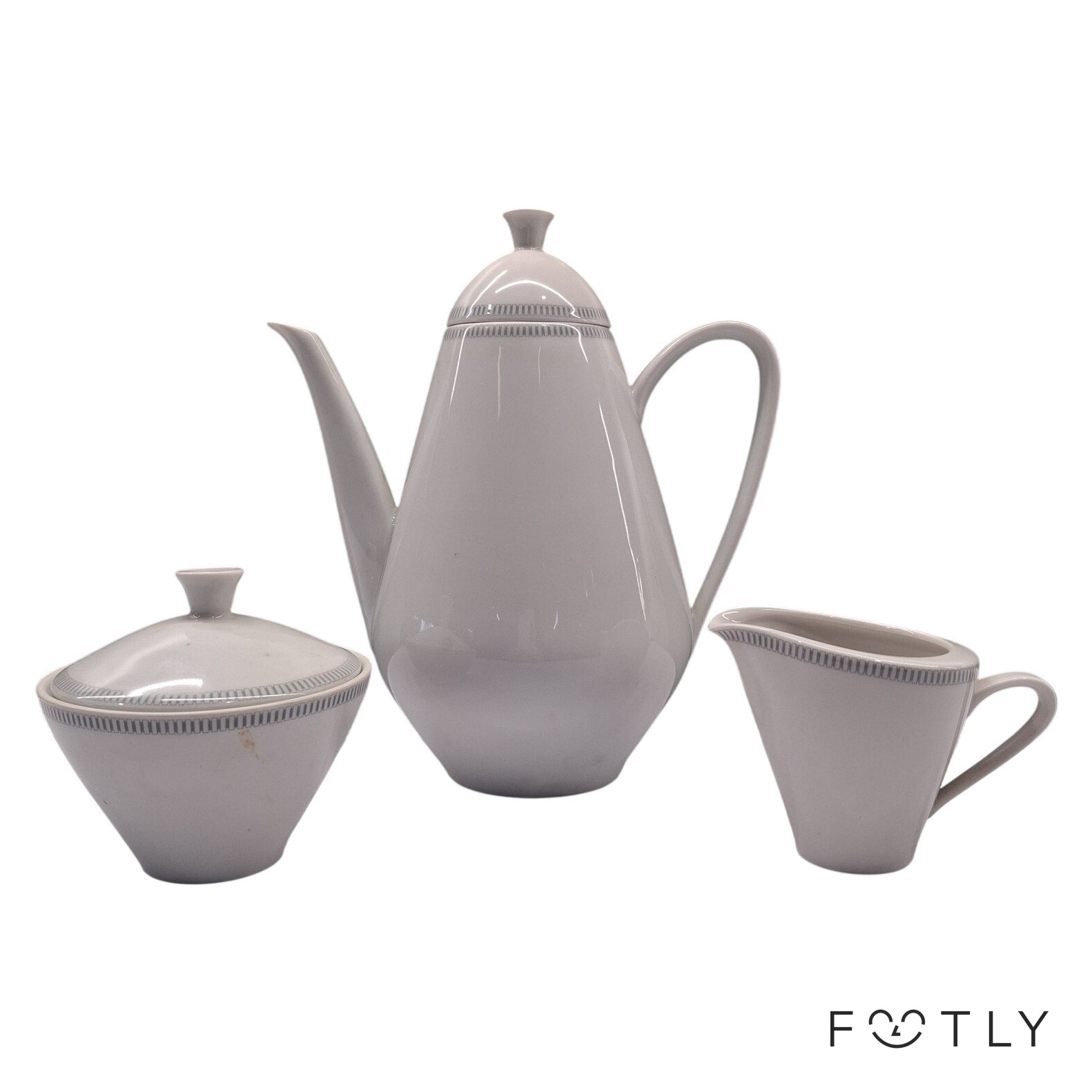 Hutschenreuther Selb Kaffeservis 3 Delar Vit Porslin Bavaria Germany