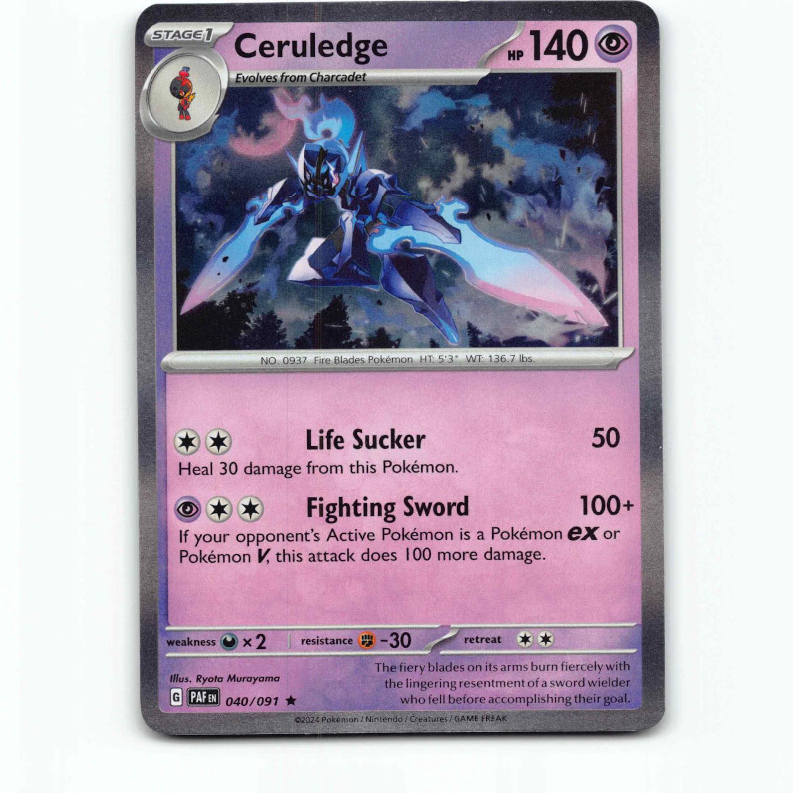 Ceruledge 40 Holo Pokémon PAF EN 040/091 Paldean Fates Pokemon Kort