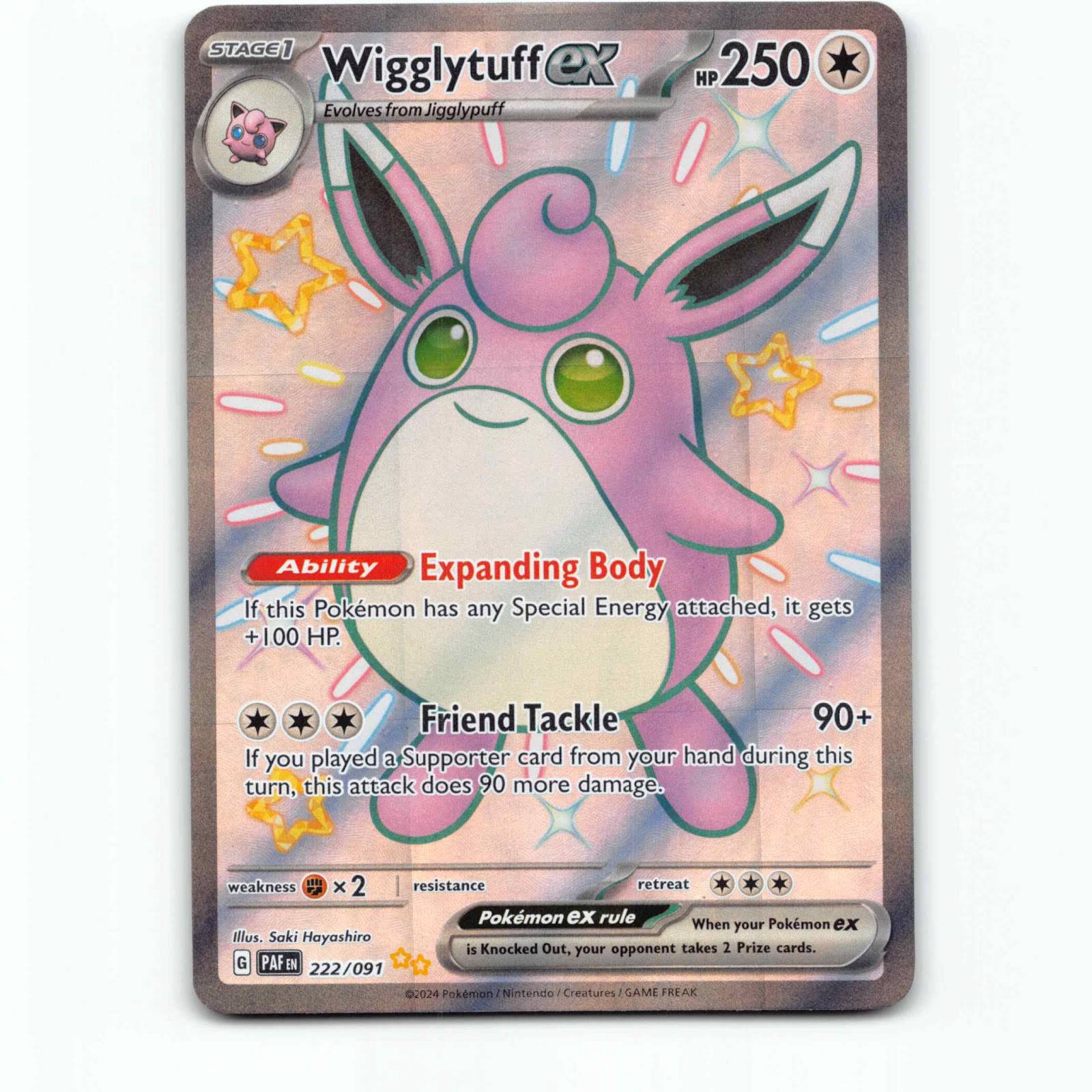 Wigglytuff ex 222 Shiny Ultra Rare Pokémon PAF EN 222/091 Paldean Fates