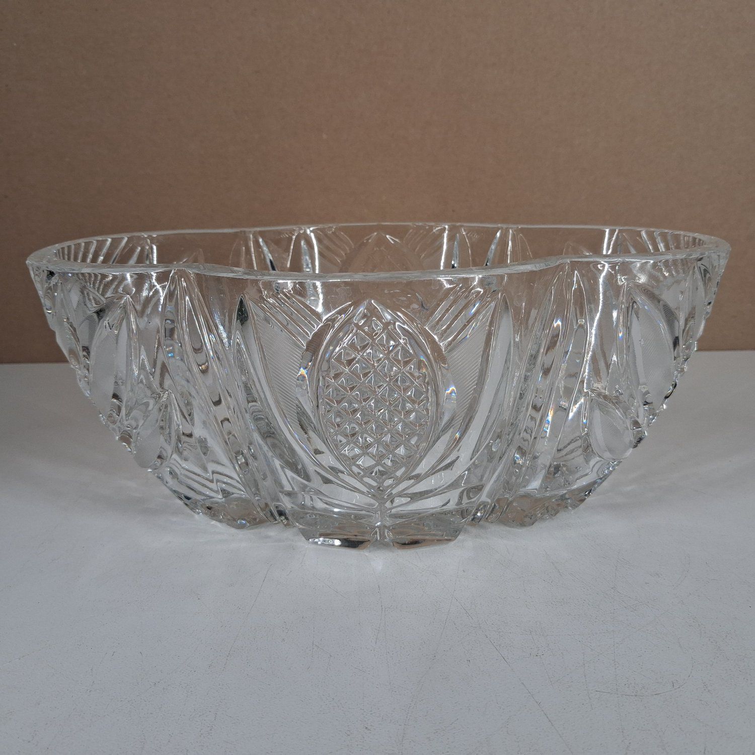 Skål Pressglas Slipmönster Klar Glasskål Fruktskål Vintage Fat