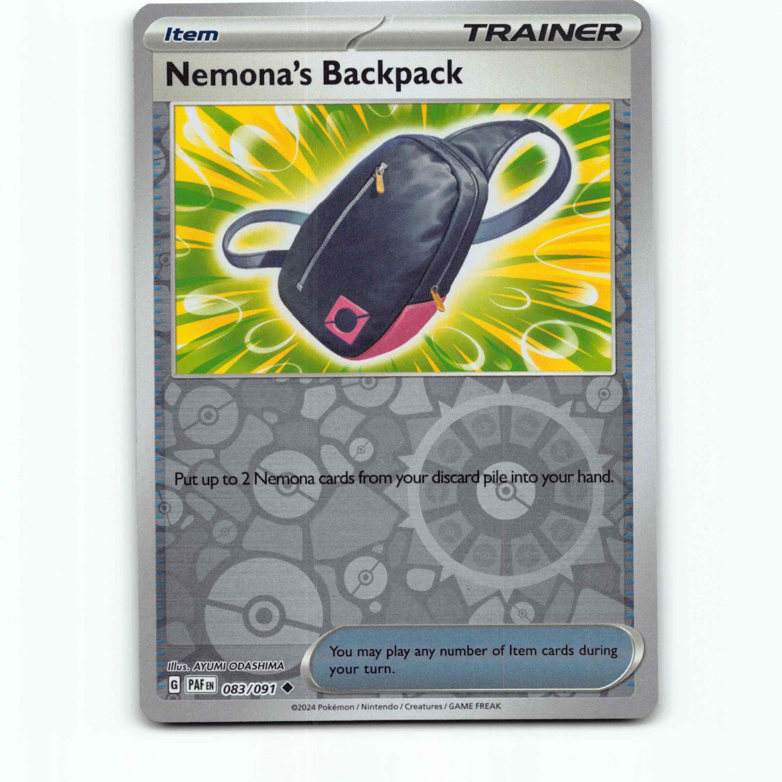 Nemona's Backpack 83 Reverse Holo Pokémon PAF EN 083/091 Paldean Fates