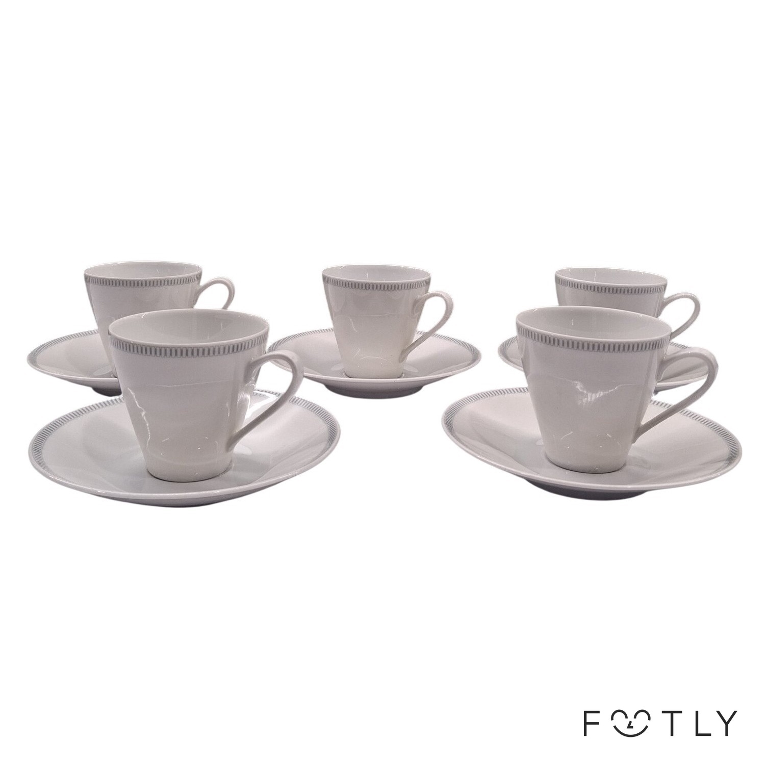 Kutschernreuther Selb 5 st Kaffekoppar Fat Bavaria Germany Porslin Vit Mugg Kopp