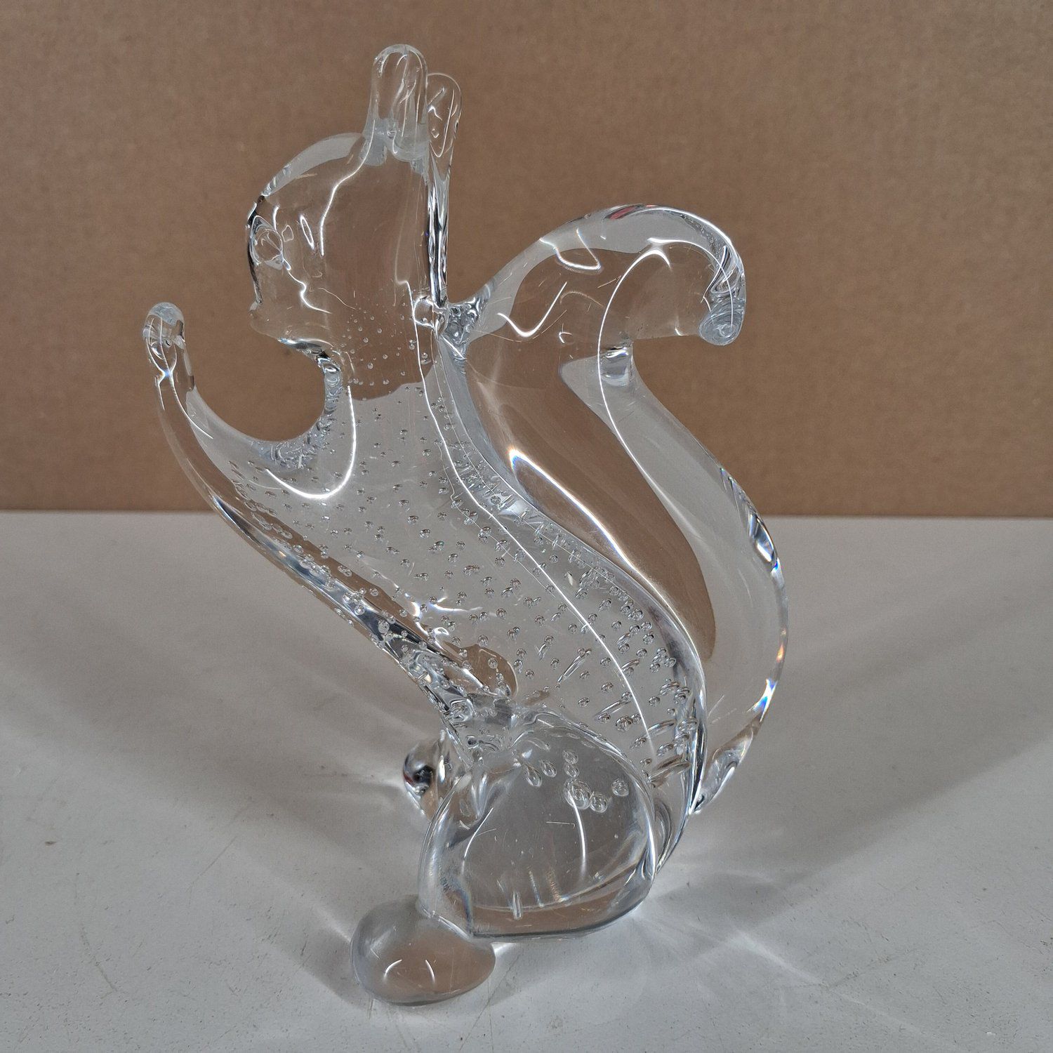 Ekorre Glasfigur Skulptur Klarglas Bubblor Djurfigur Glas Konstglas Retro