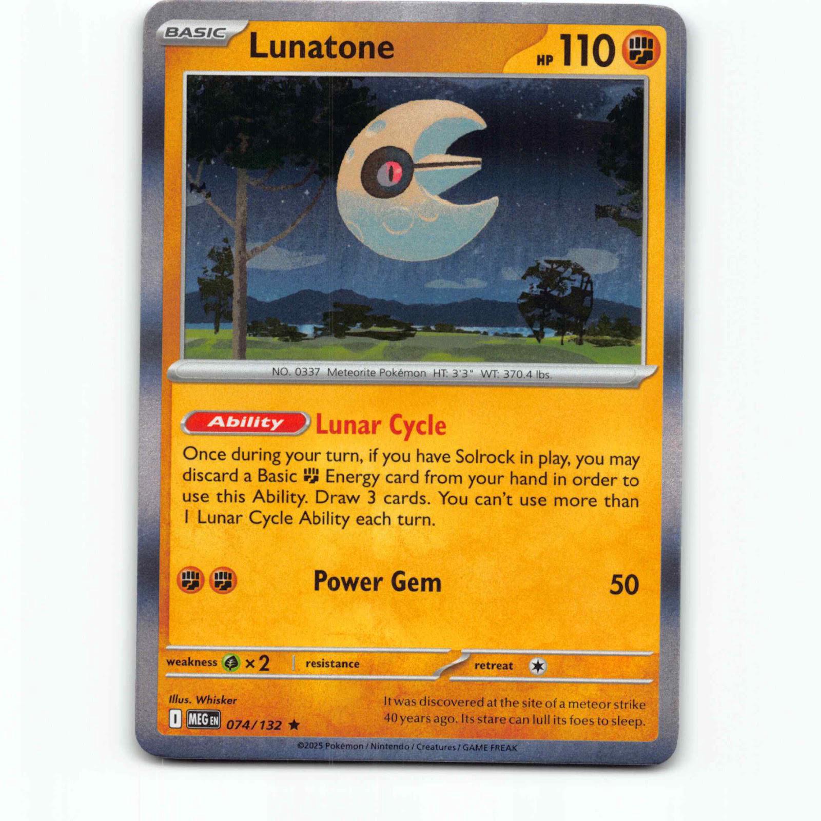 Lunatone 74 Holo Pokémon MEG EN 074/132 Mega Evolution Pokemon Kort