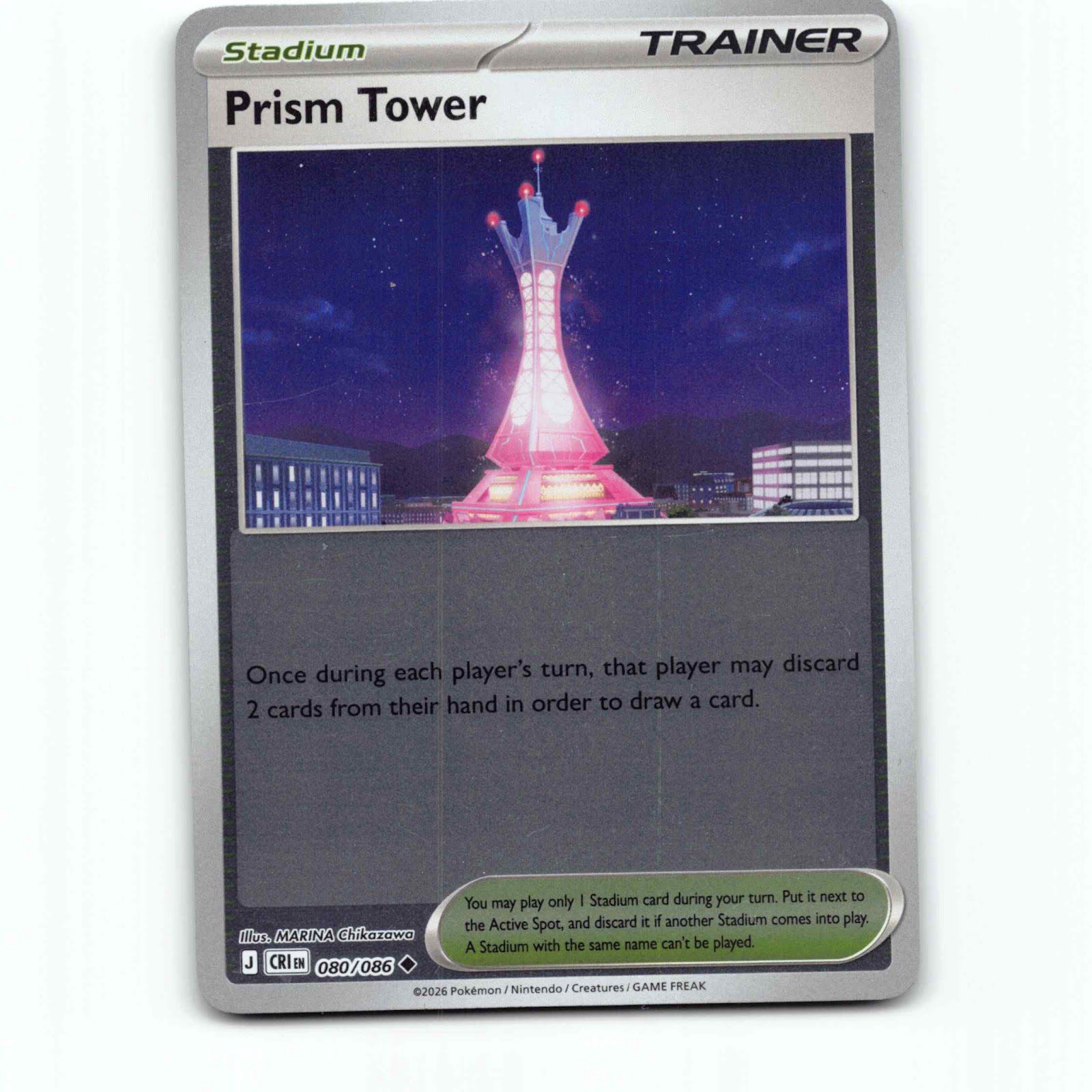 Prism Tower 80 Reverse Holo Pokémon CRI EN 080/086 Chaos Rising Pokemon Kort