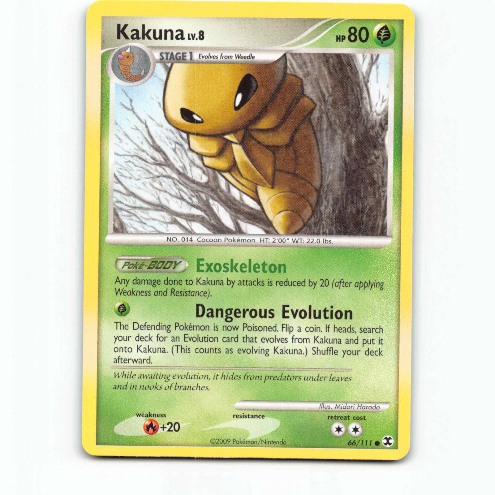 Kakuna 66 Pokémon RR EN 66/111 Rising Rivals Pokemon Kort Platinum