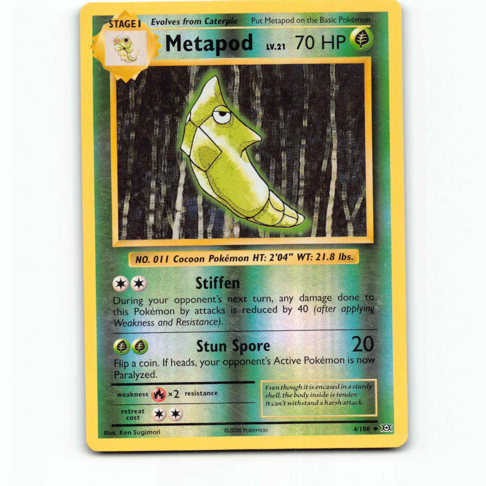 Metapod 4 Reverse Holo Pokémon EVO EN 4/108 Evolutions Pokemon Kort XY-Era