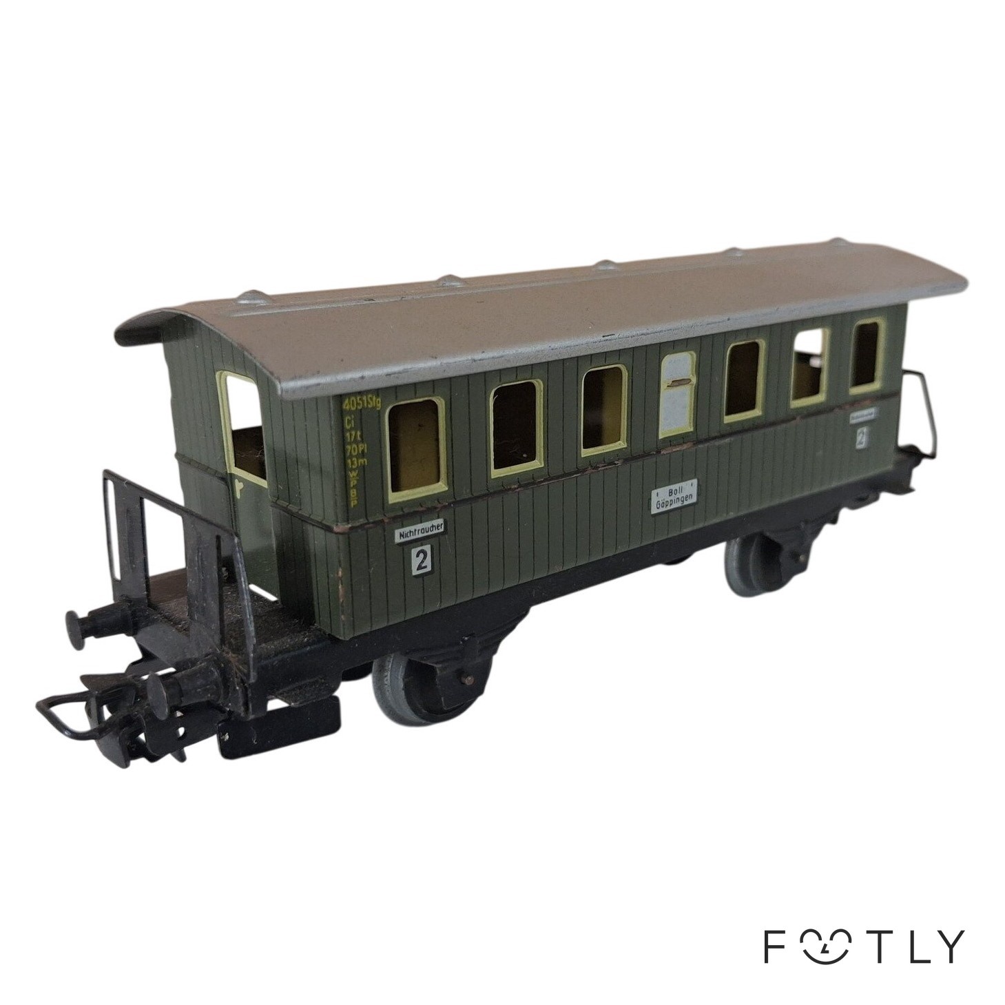 Märklin Modelljärnväg Personvagn Vintage Grön Metall Made in Germany H0 Retro