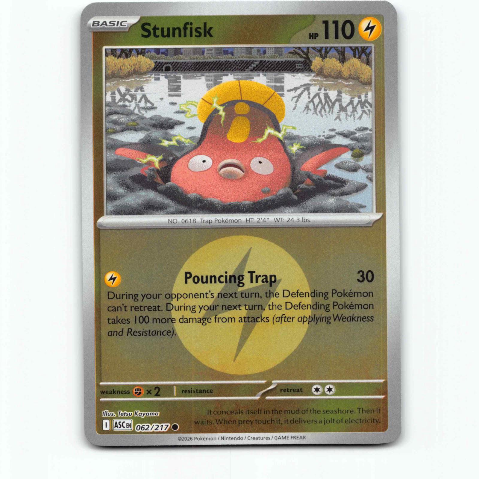 Stunfisk 62 Energy Ball Reverse Holo Pokémon ASC EN 062/217 Ascended Heroes