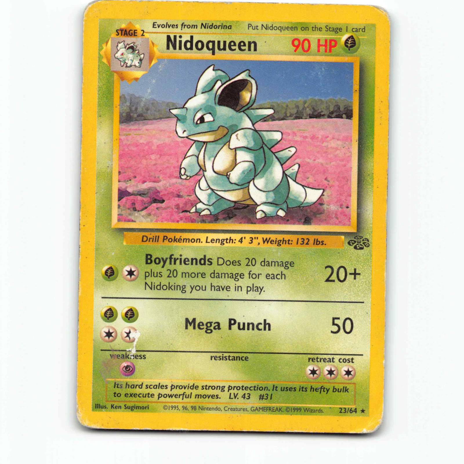 Nidoqueen 23 Pokémon JU EN 23/64 Jungle Pokemon Kort Wizards of The Coast