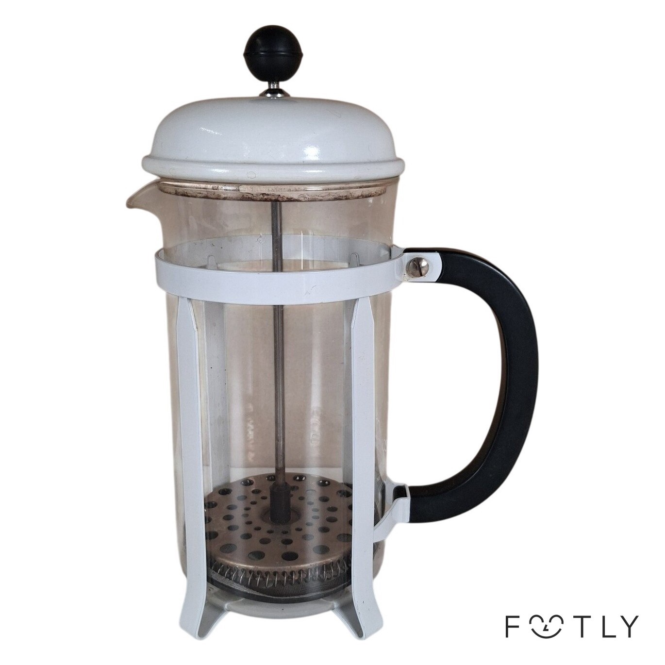 Bodum Kaffepress Pressbryggare Vit Glas Svart Handtag French Press Kaffebryggare