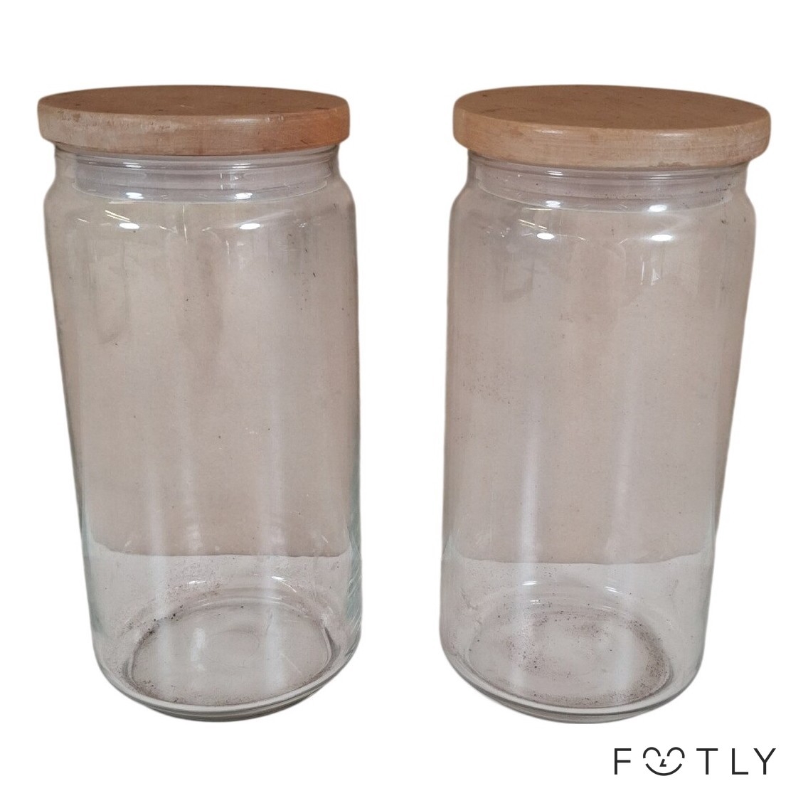 2 st Glasburkar Trälock Förvaring Burk Glas Trälock Transparent Kök Matförvaring
