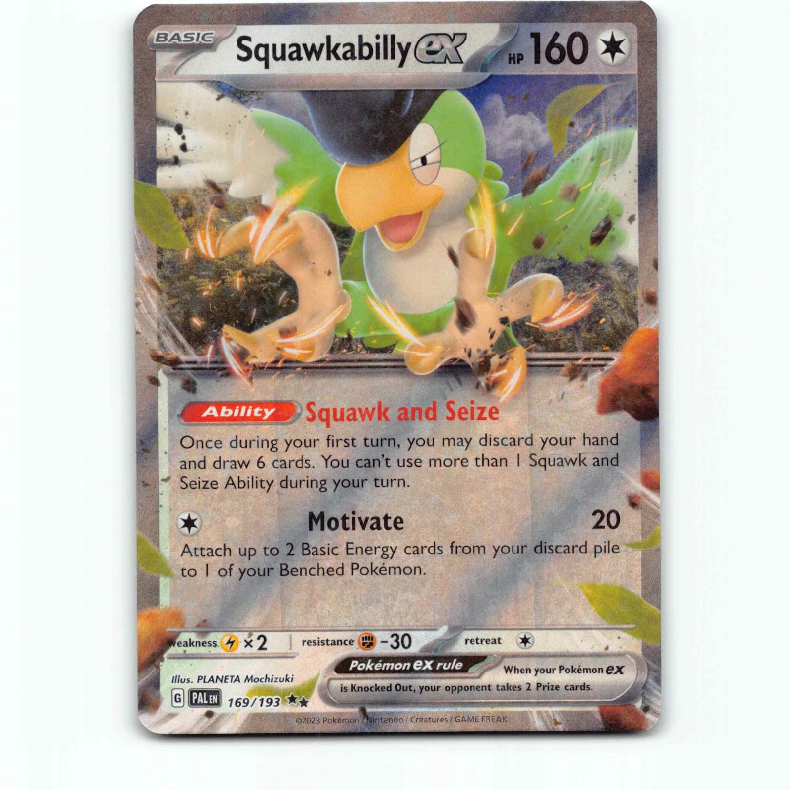 Squawkabilly ex 169 Double Rare Pokémon PAL EN 169/193 Paldea Evolved