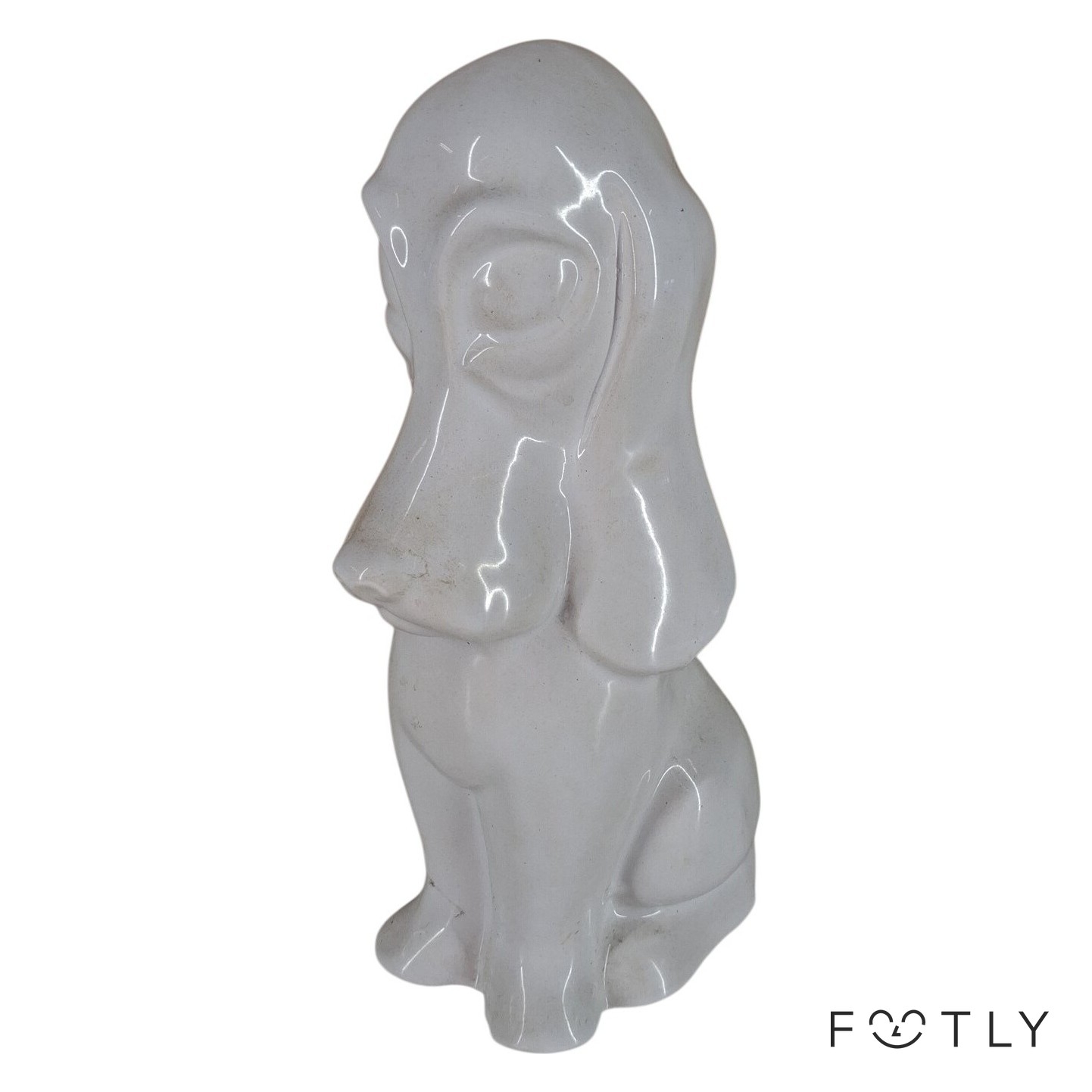 Hund Figur Vit Keramik Skulptur Retro Porslin Hundstaty Dekorativ Basset