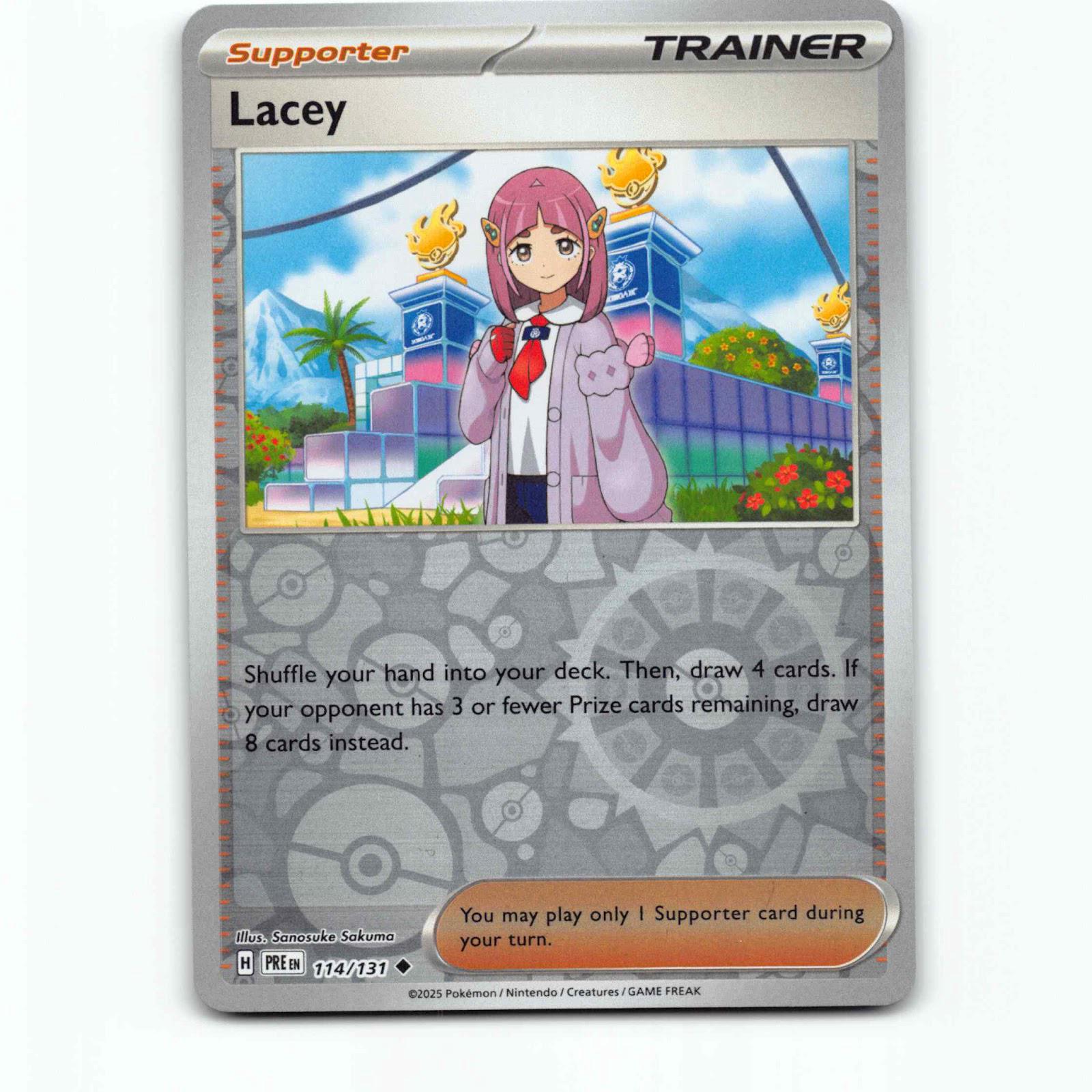 Lacey 114 Reverse Holo Pokémon PRE EN 114/131 Prismatic Evolutions Pokemon Kort