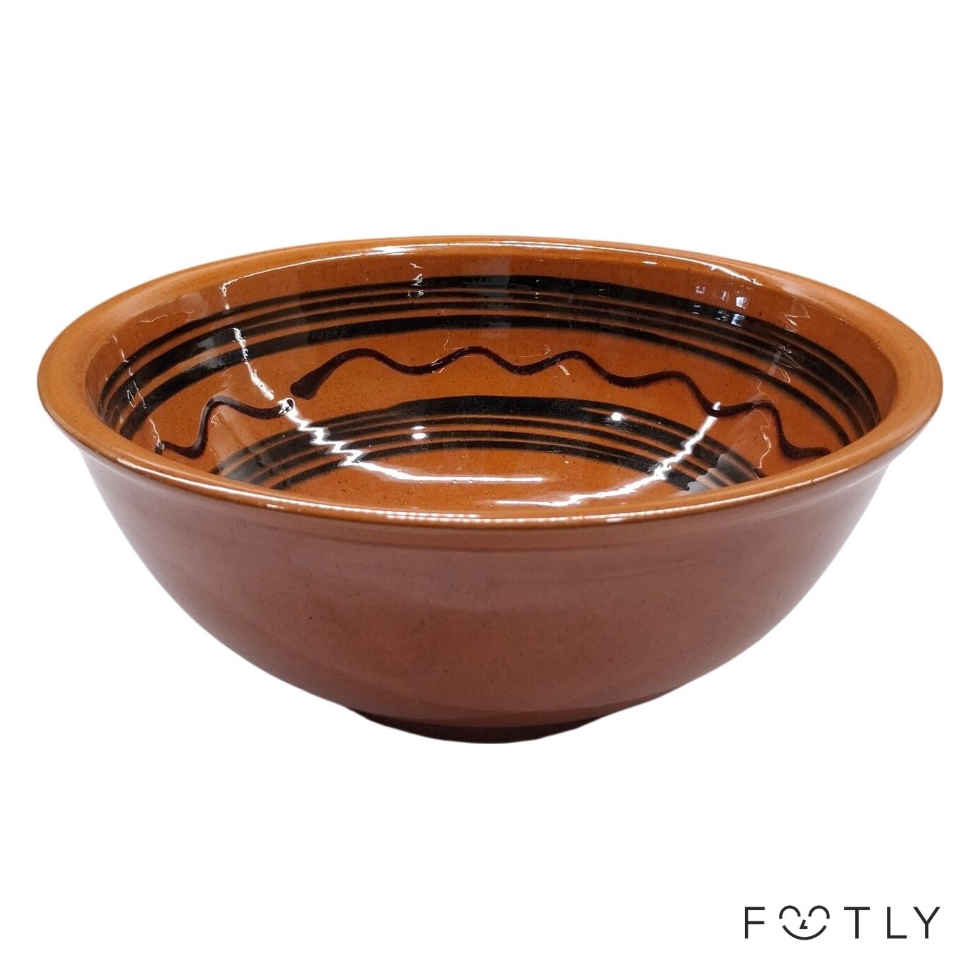Arbednæs Pottery Skål Keramik Brun Svart Mönstrad Fat Vintage