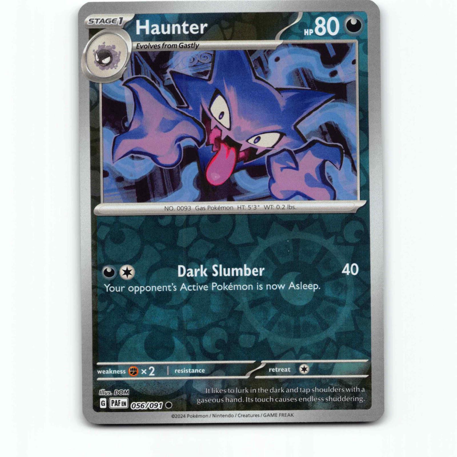 Haunter 56 Reverse Holo Pokémon PAF EN 056/091 Paldean Fates Pokemon Kort