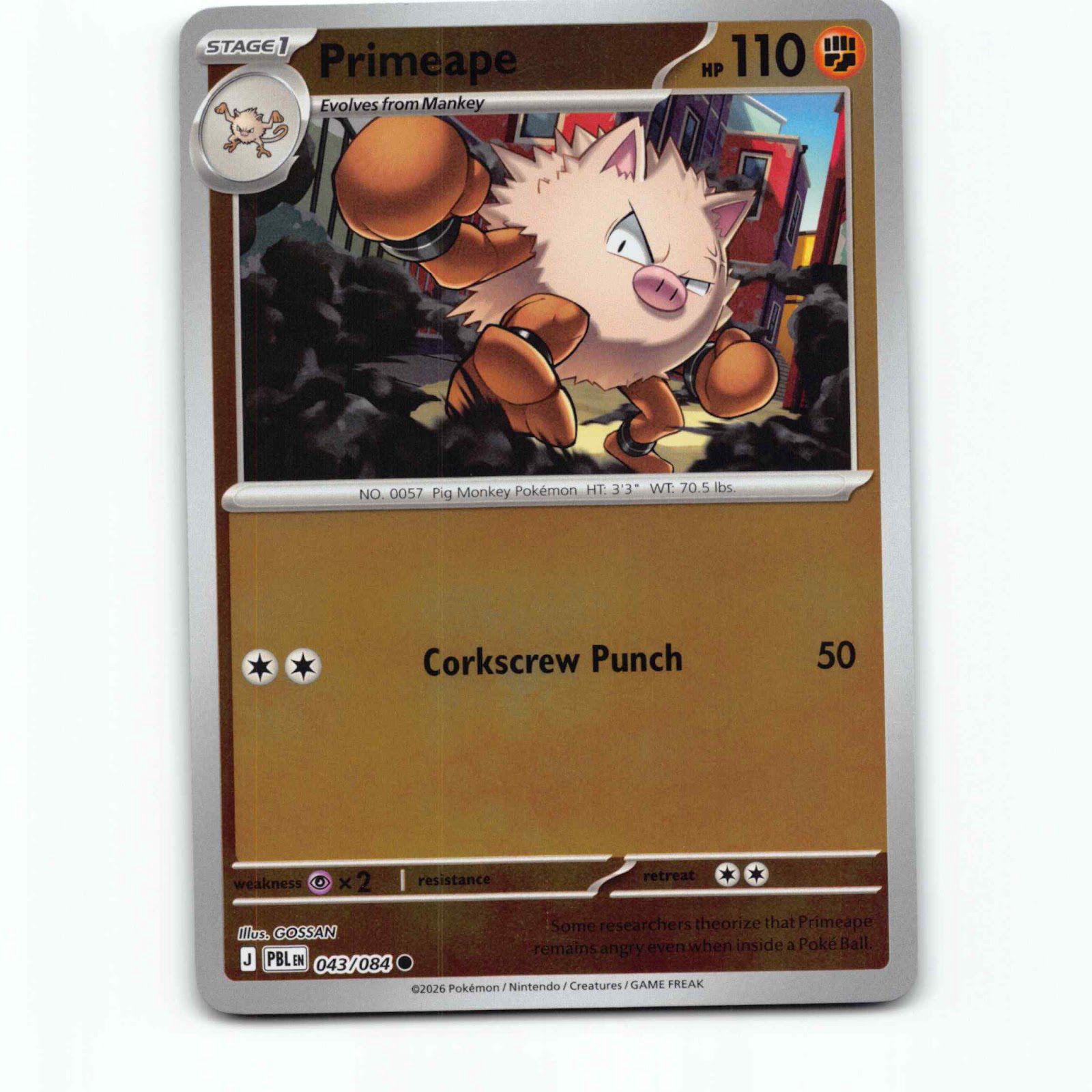 Primeape 43 Reverse Holo Pokémon PBL EN 043/084 Pitch Black Pokemon Kort