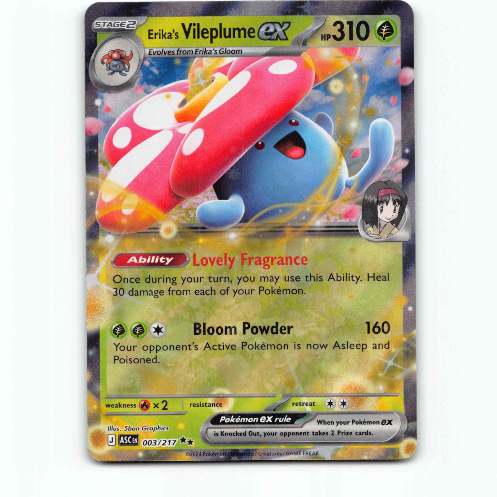 Erika's Vileplume ex 3 Double Rare Pokémon ASC EN 003/217 Ascended Heroes