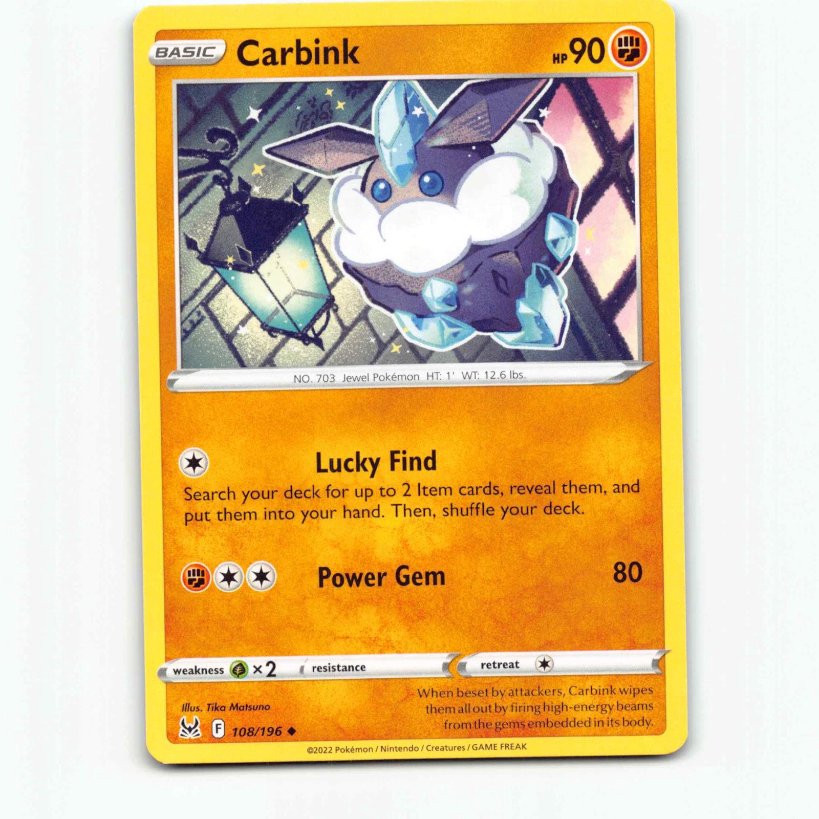 Carbink 108 Pokémon LOR EN 108/196 Lost Origin Pokemon Kort Sword & Shield