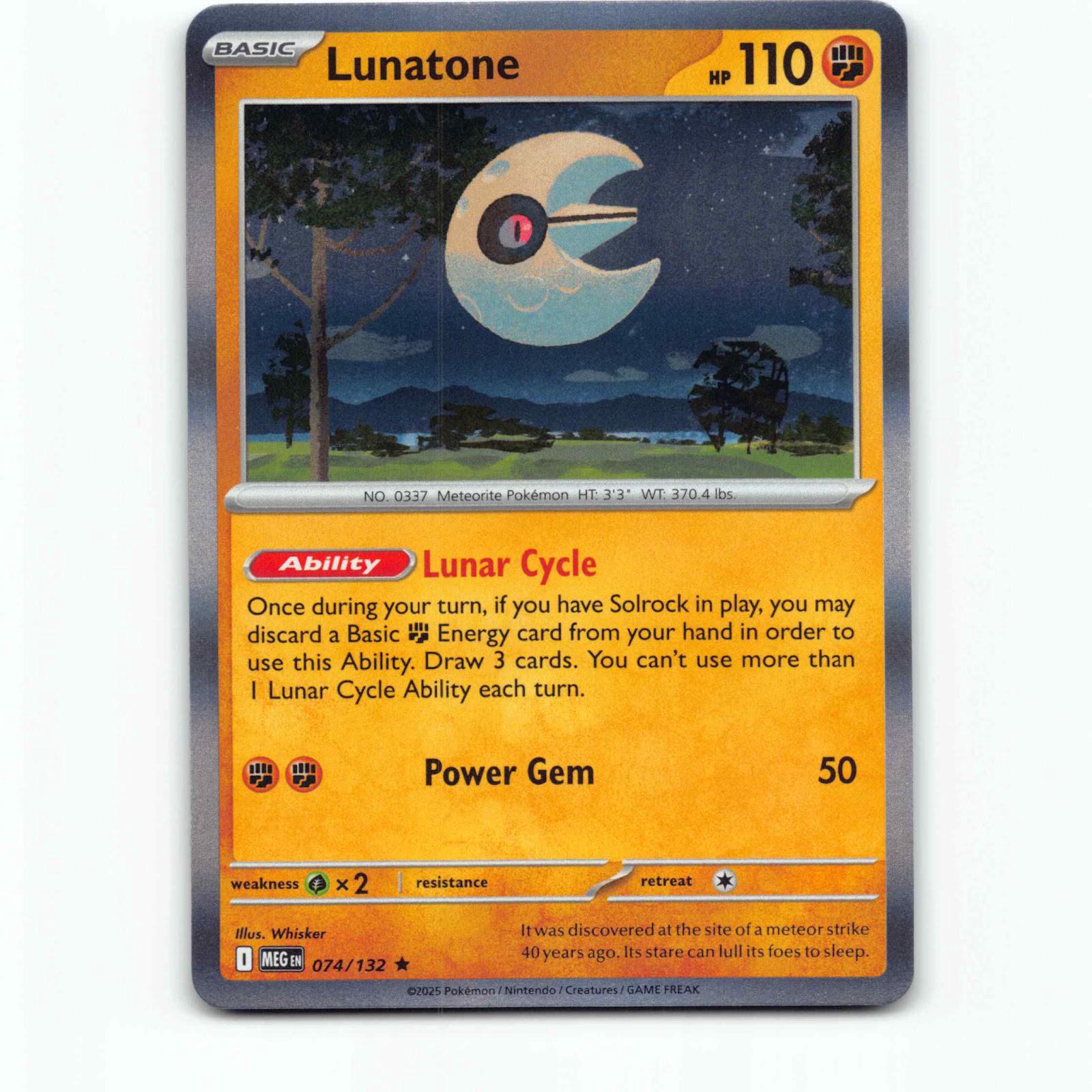 Lunatone 74 Holo Pokémon MEG EN 074/132 Mega Evolution Pokemon Kort