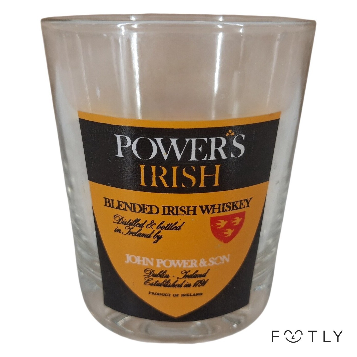 Power's Irish Whiskey Glas Reims Frankrike Tumbler Samlarglas Whisky