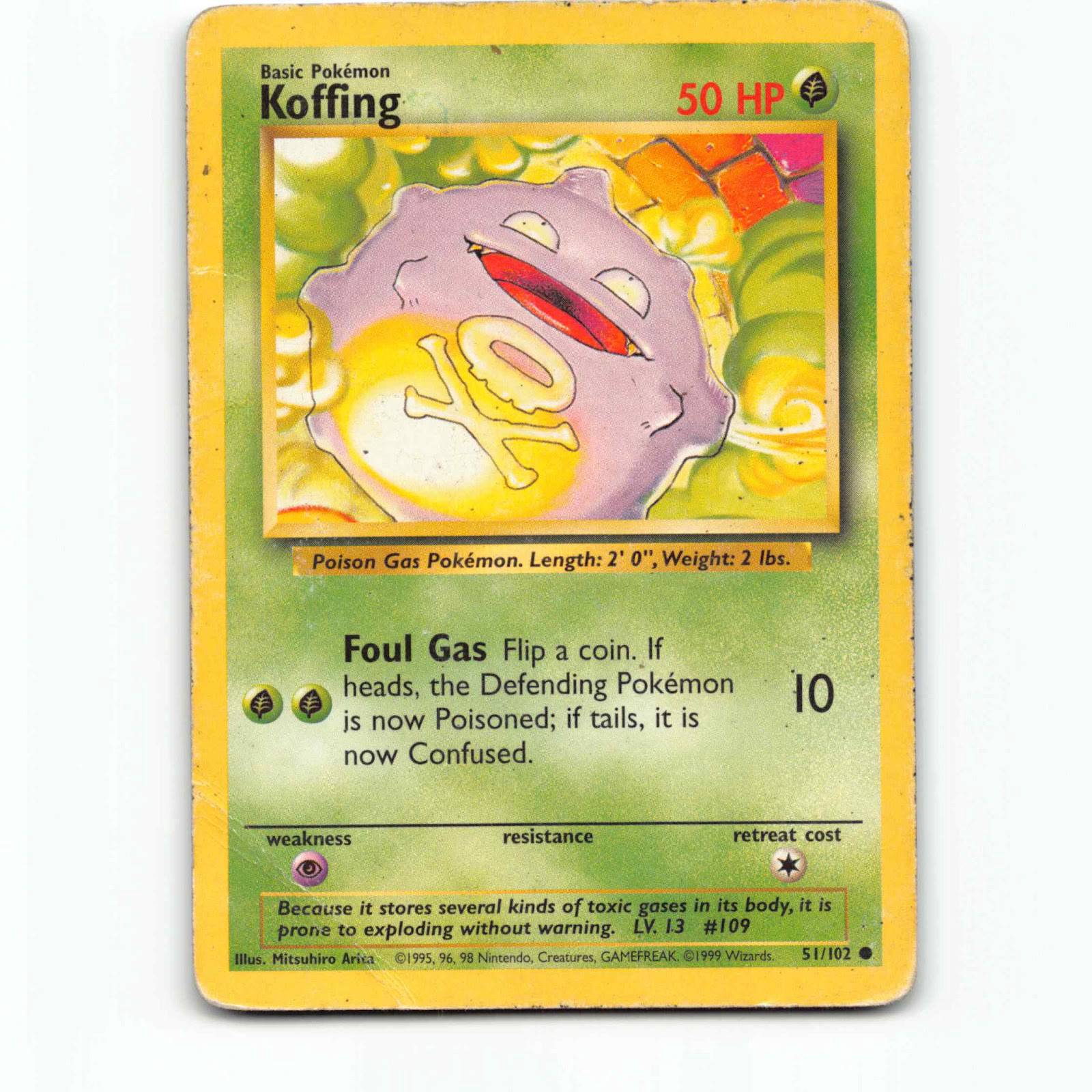 Koffing 51 Pokémon BS EN 51/102 Base Set Pokemon Kort Wizards of The Coast