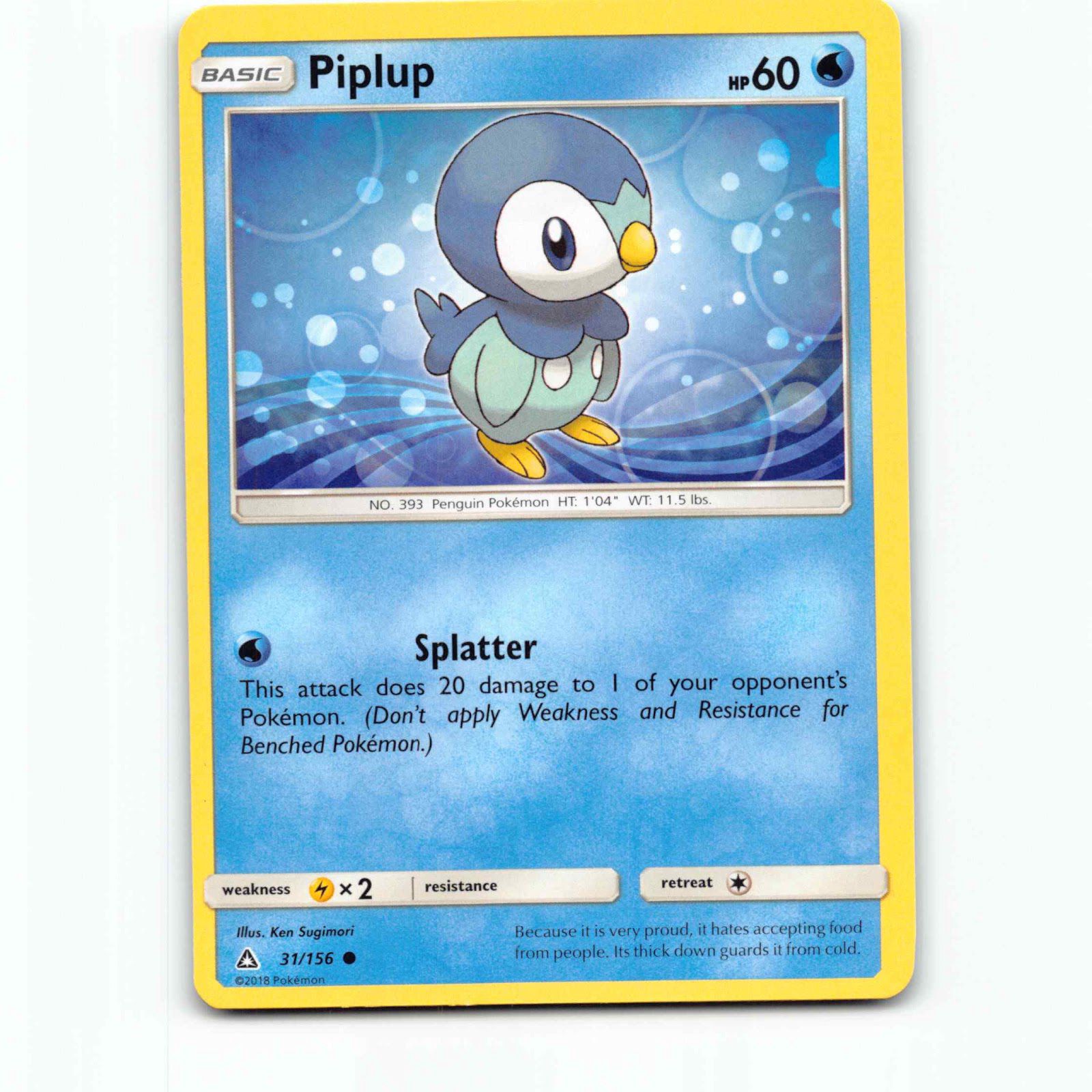 Piplup 31 Pokémon UPR EN 31/156 Ultra Prism Pokemon Kort Sun & Moon