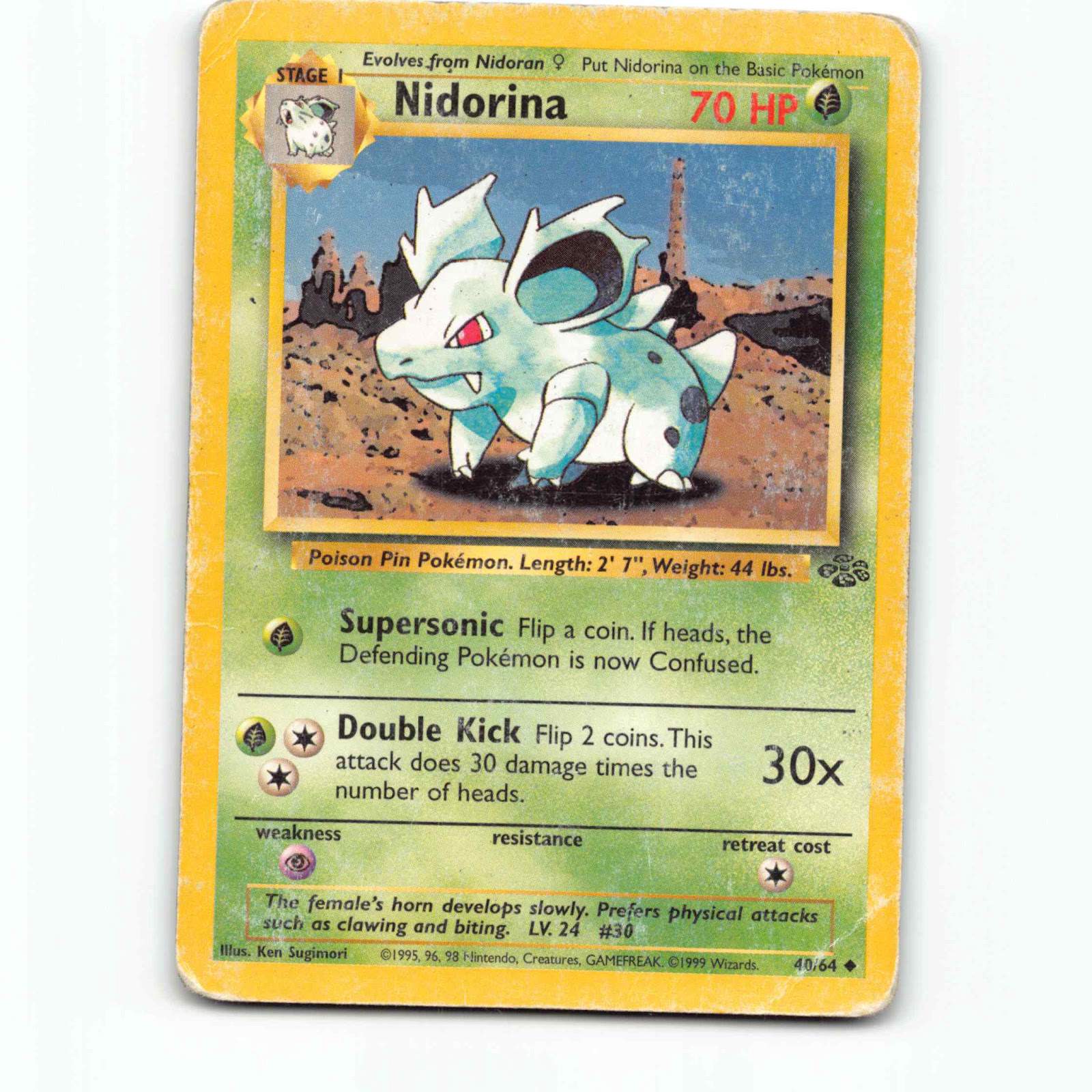 Nidorina 40 Pokémon JU EN 40/64 Jungle Pokemon Kort Wizards of The Coast