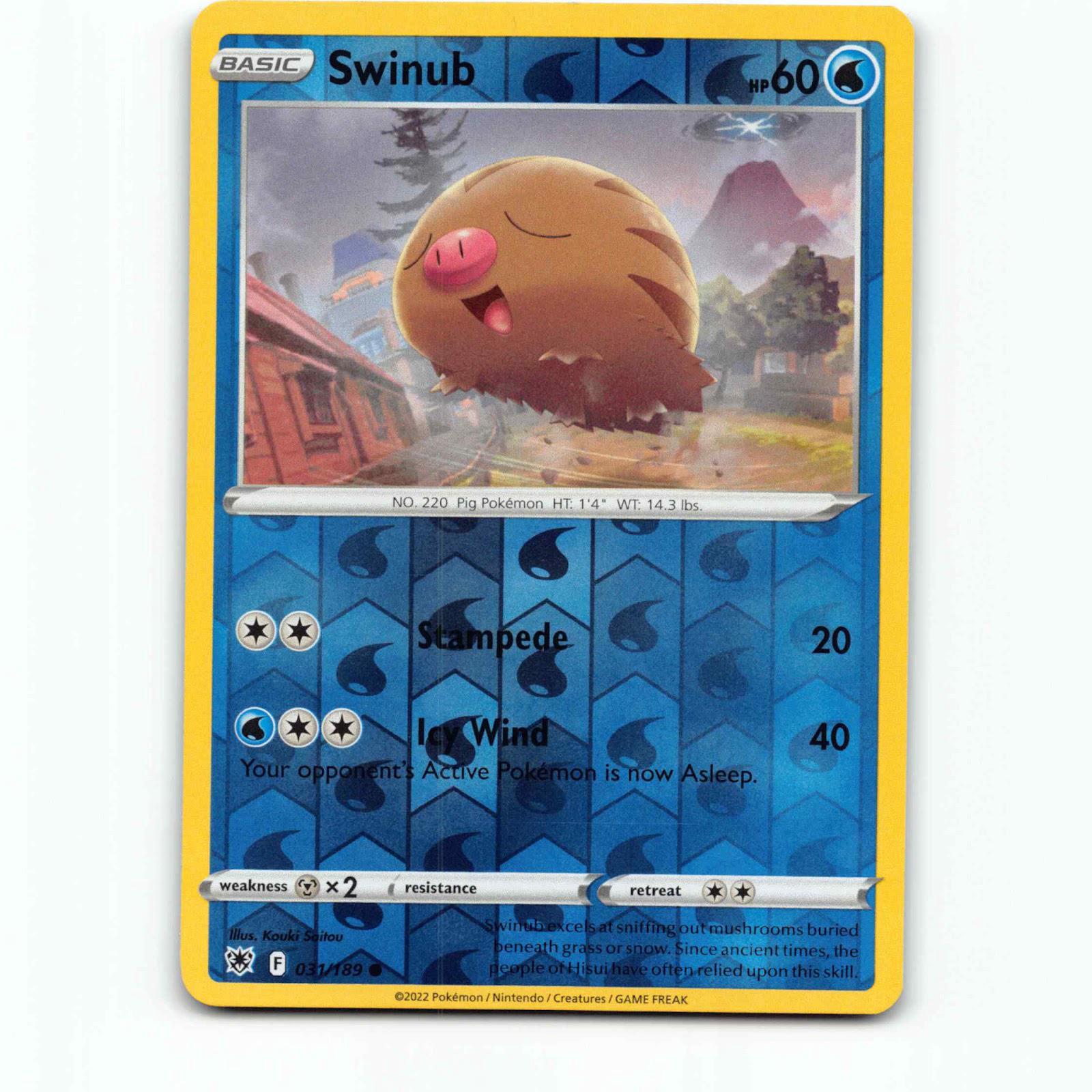 Swinub 31 Reverse Holo Pokémon ASR EN 031/189 Astral Radiance Pokemon Kort