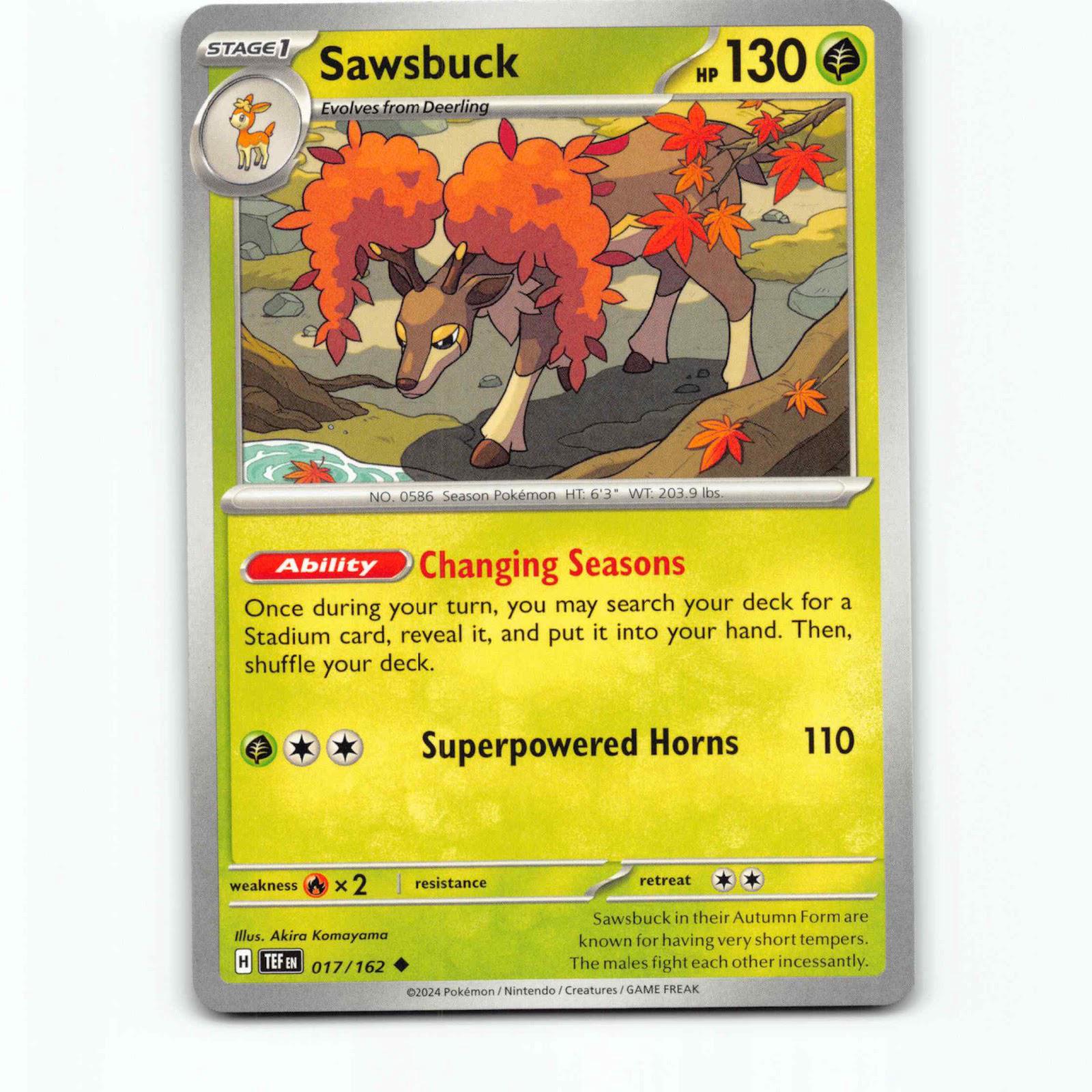Sawsbuck 17 Pokémon TEF EN 017/162 Temporal Forces Pokemon Kort Scarlet & Violet