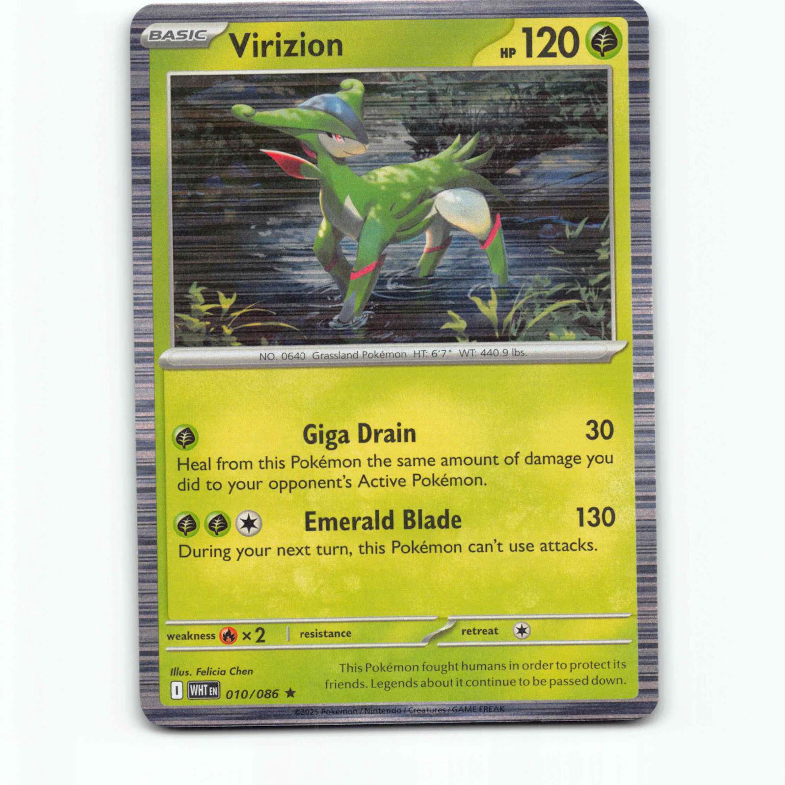 Virizion 10 Holo Pokémon WHT EN 010/086 White Flare Pokemon Kort