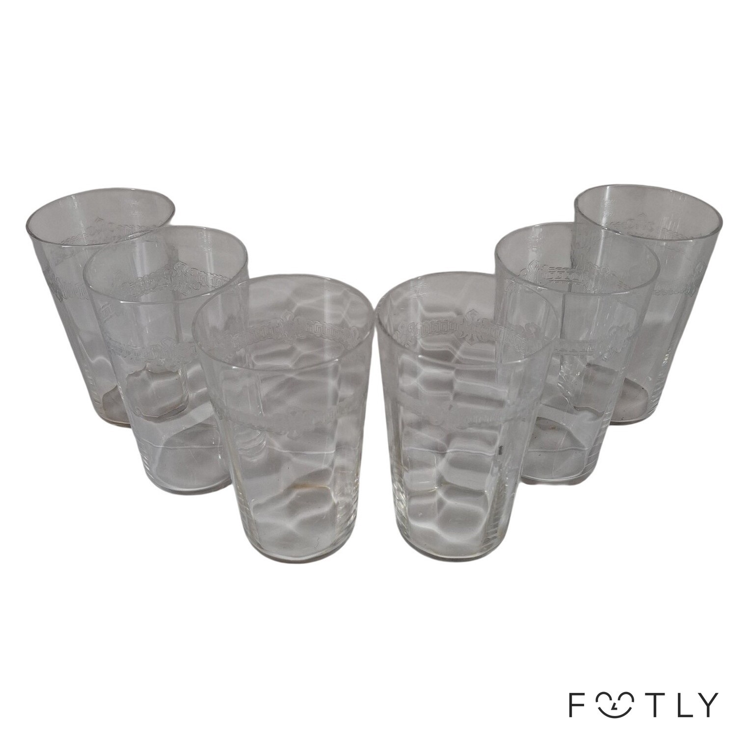 6 st Glas Med Slipad Dekor Dricksglas Transparent Vintage Vattenglas Retro