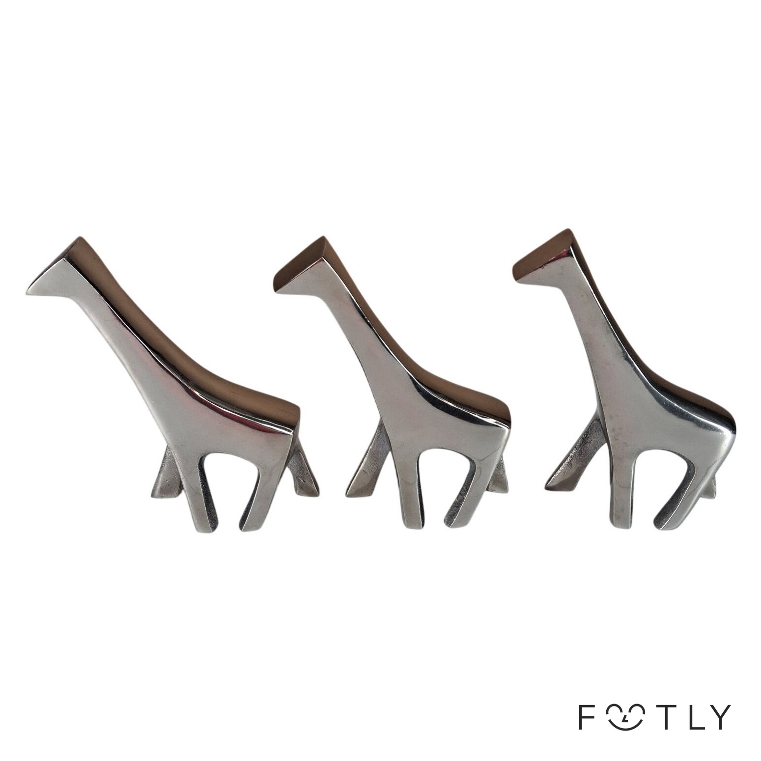 3 st Giraff Figurer Skulptur Silverfärgade Metall Djur Modern Dekor Statyett