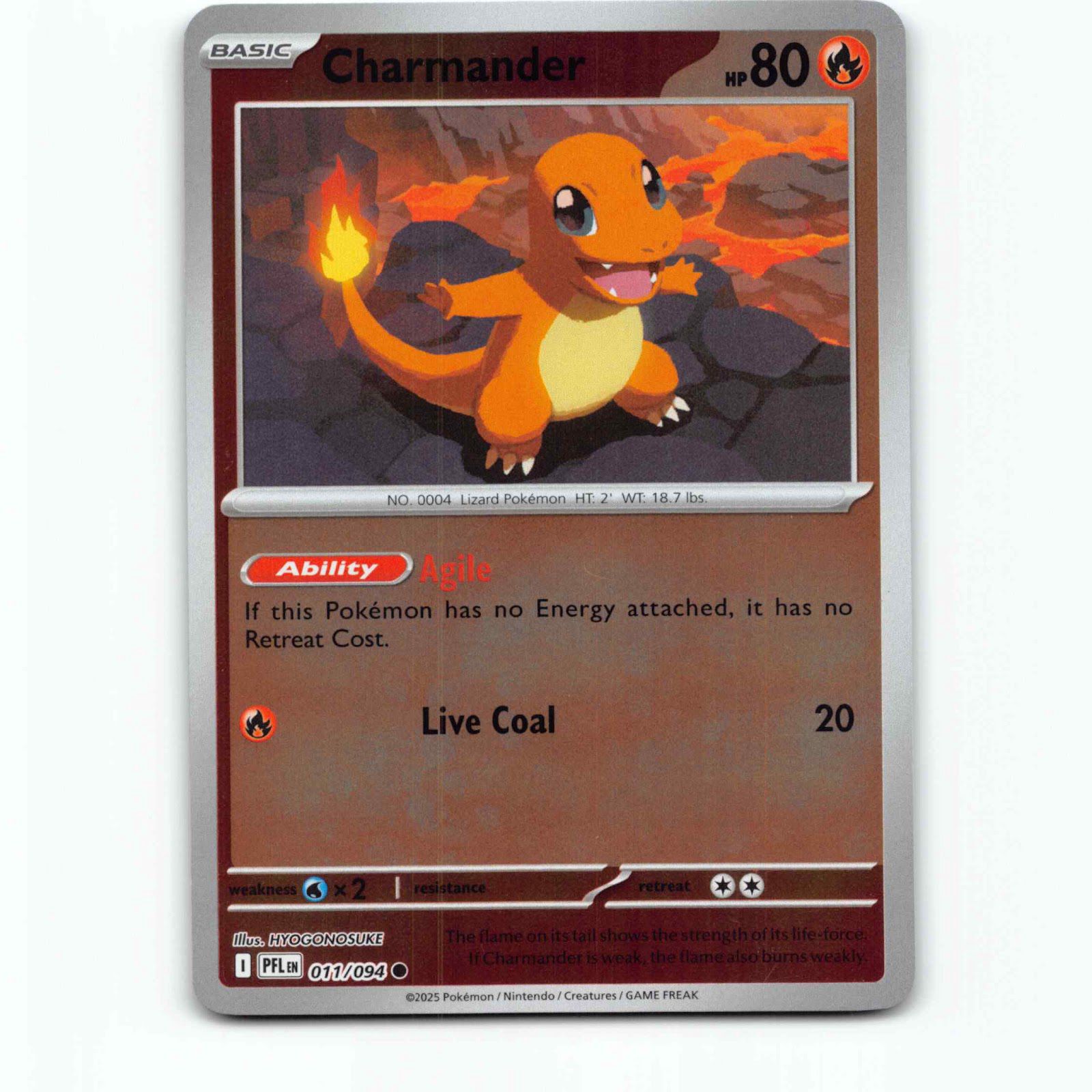 Charmander 11 Reverse Holo Pokémon PFL EN 011/094 Phantasmal Flames Pokemon Kort