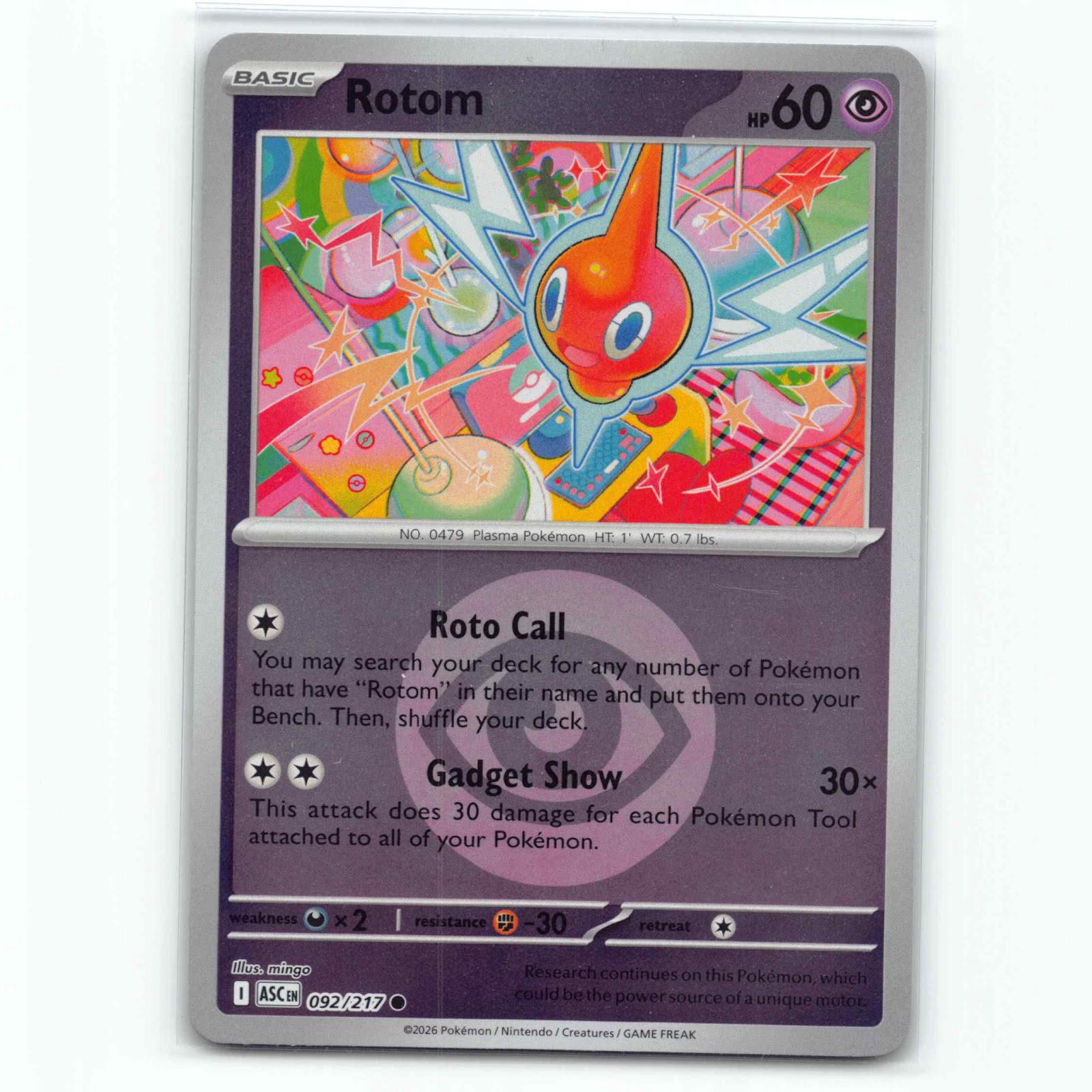 Rotom 92 Energy Ball Reverse Holo Pokémon ASC EN 092/217 Ascended Heroes