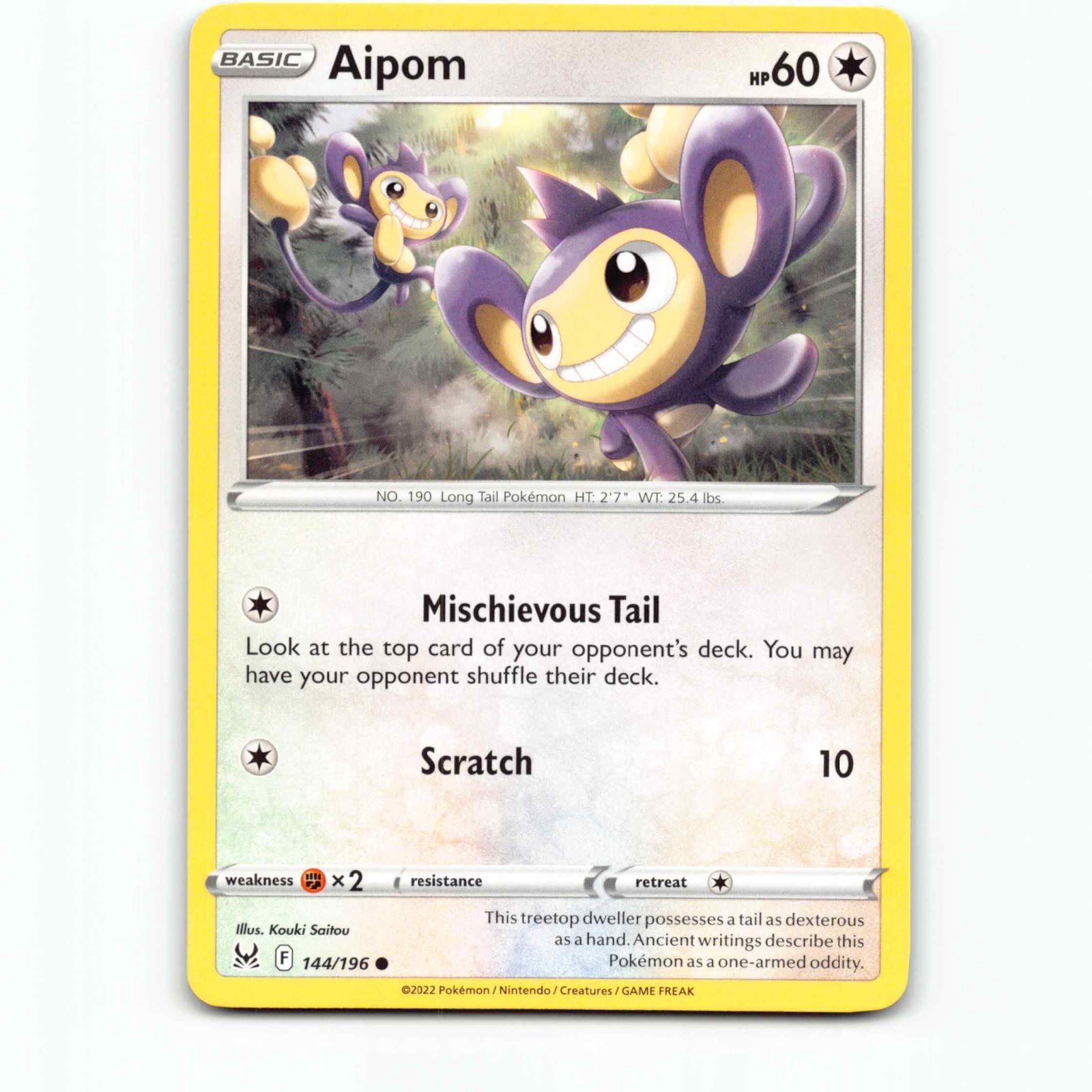 Aipom 144 Pokémon LOR EN 144/196 Lost Origin Pokemon Kort Sword & Shield